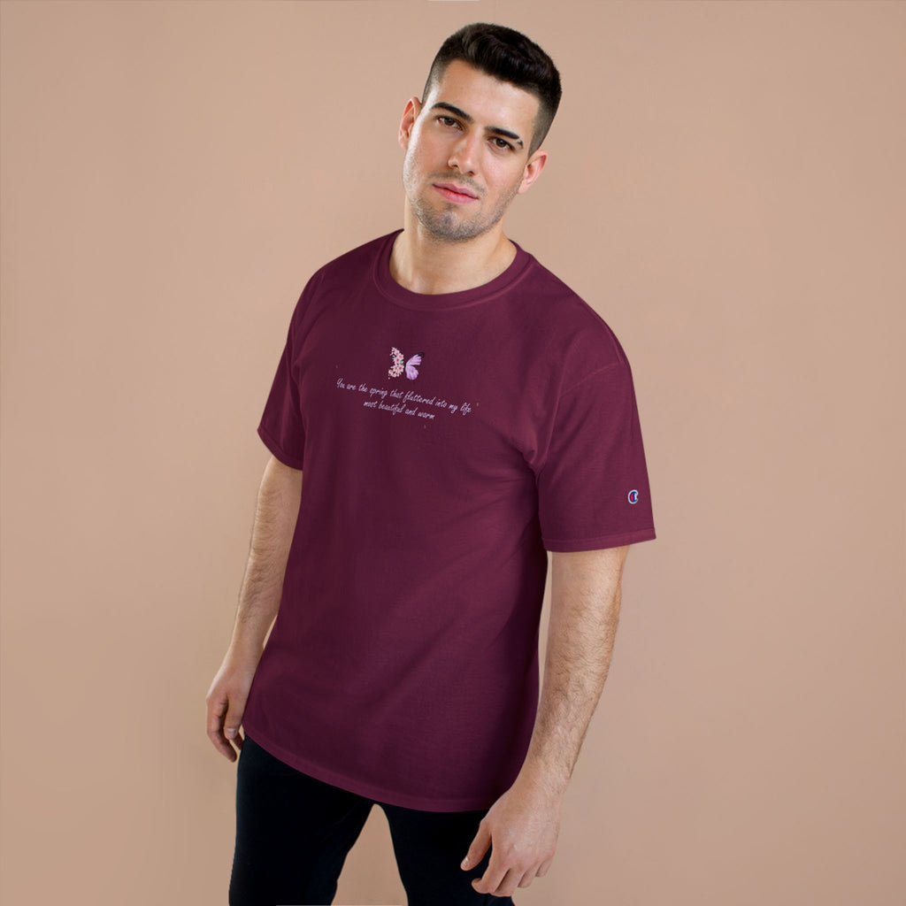 Unisex White Floral Butterfly Spring Quote 100% Cotton Champion T-Shirt