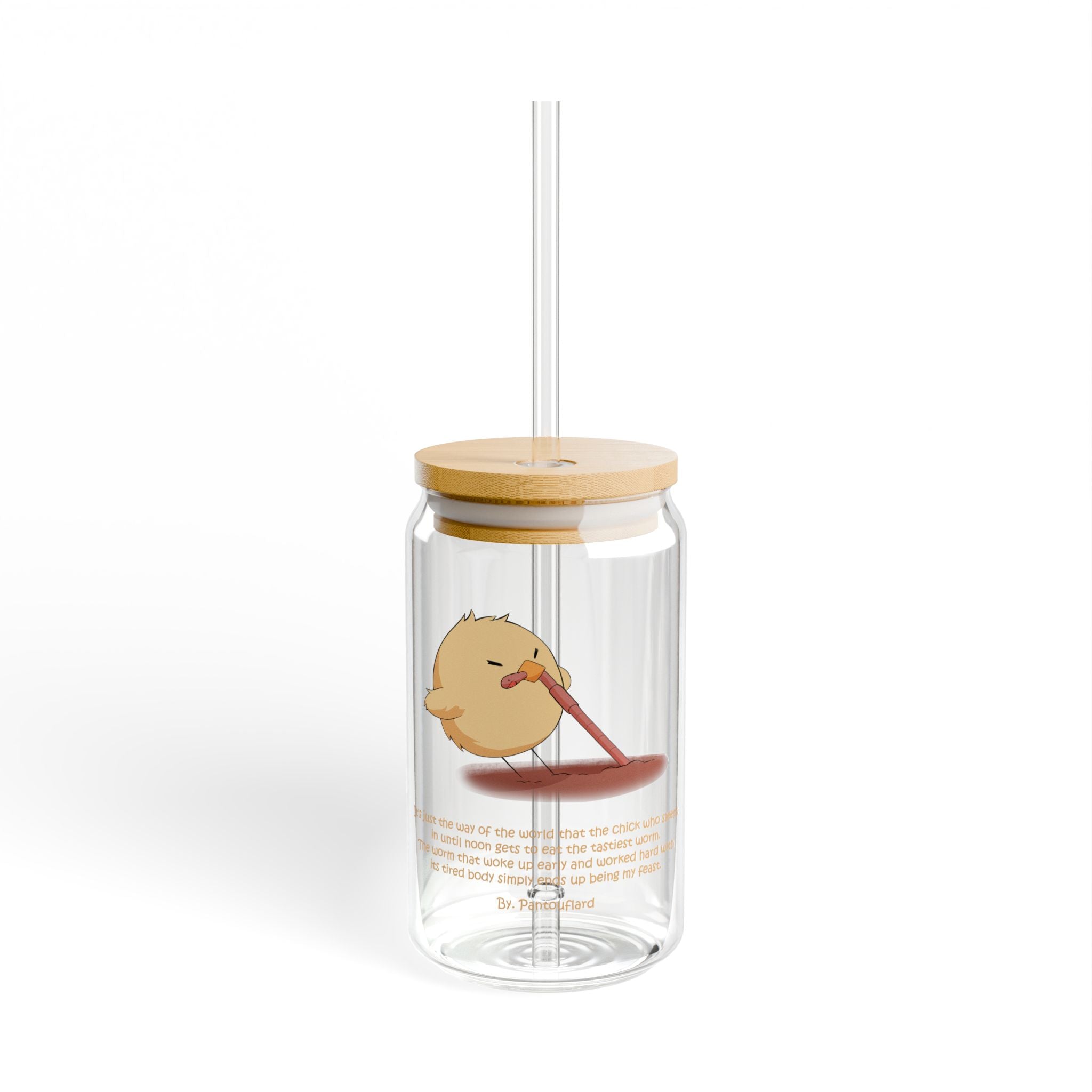 Clear Lazy Chick Quote 16oz Tempered Glass Sipper Cup