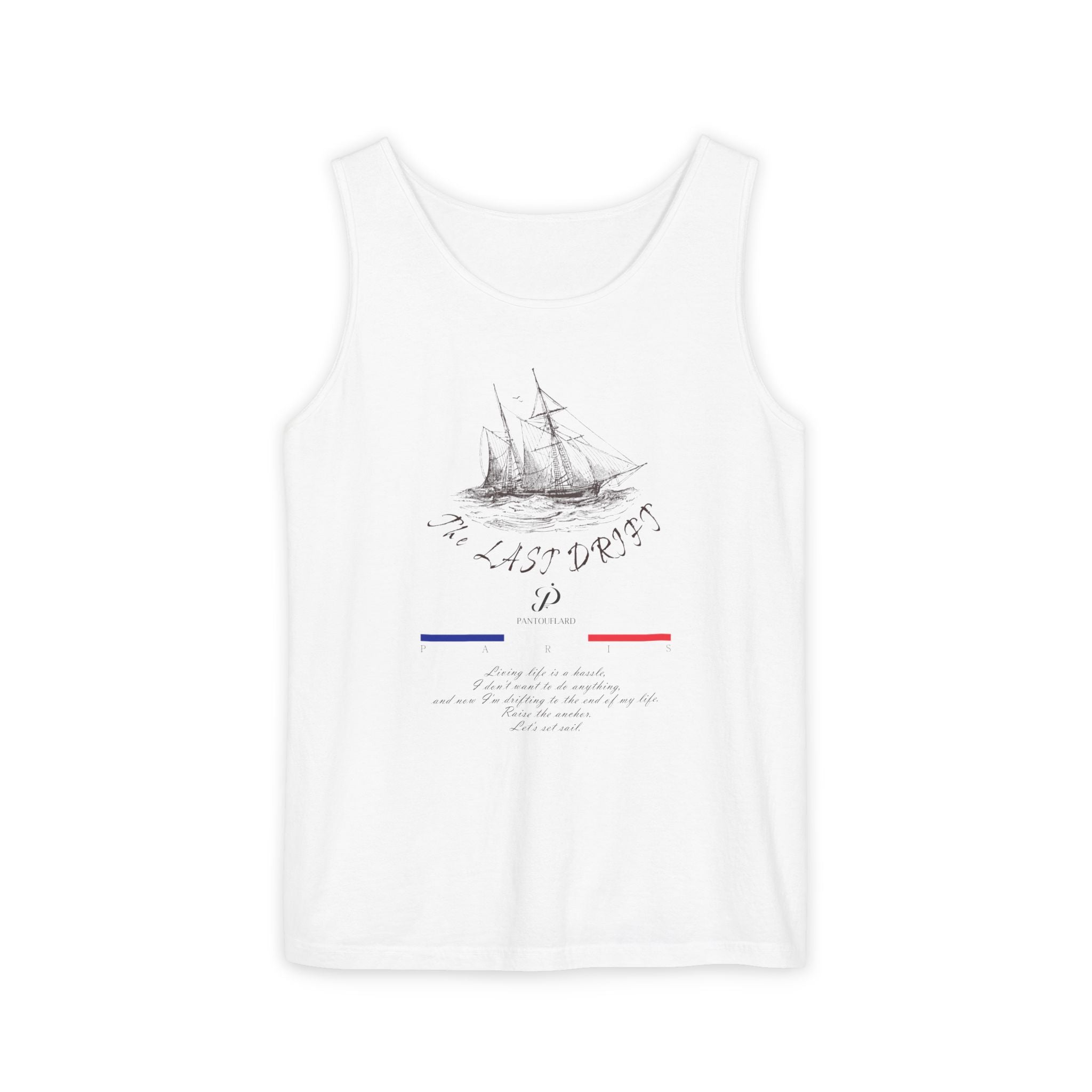 Unisex White Last Drift Cotton Garment-Dyed Tank Top