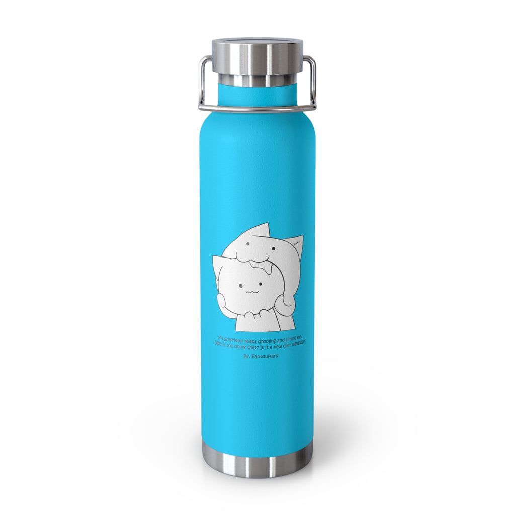 Navy Blue Cute Biting Cats Quote 22oz Copper Vacuum Insulated Bottle