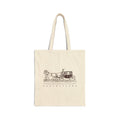 Horse Carriage Print Cotton Canvas Tote Bag Natural Color