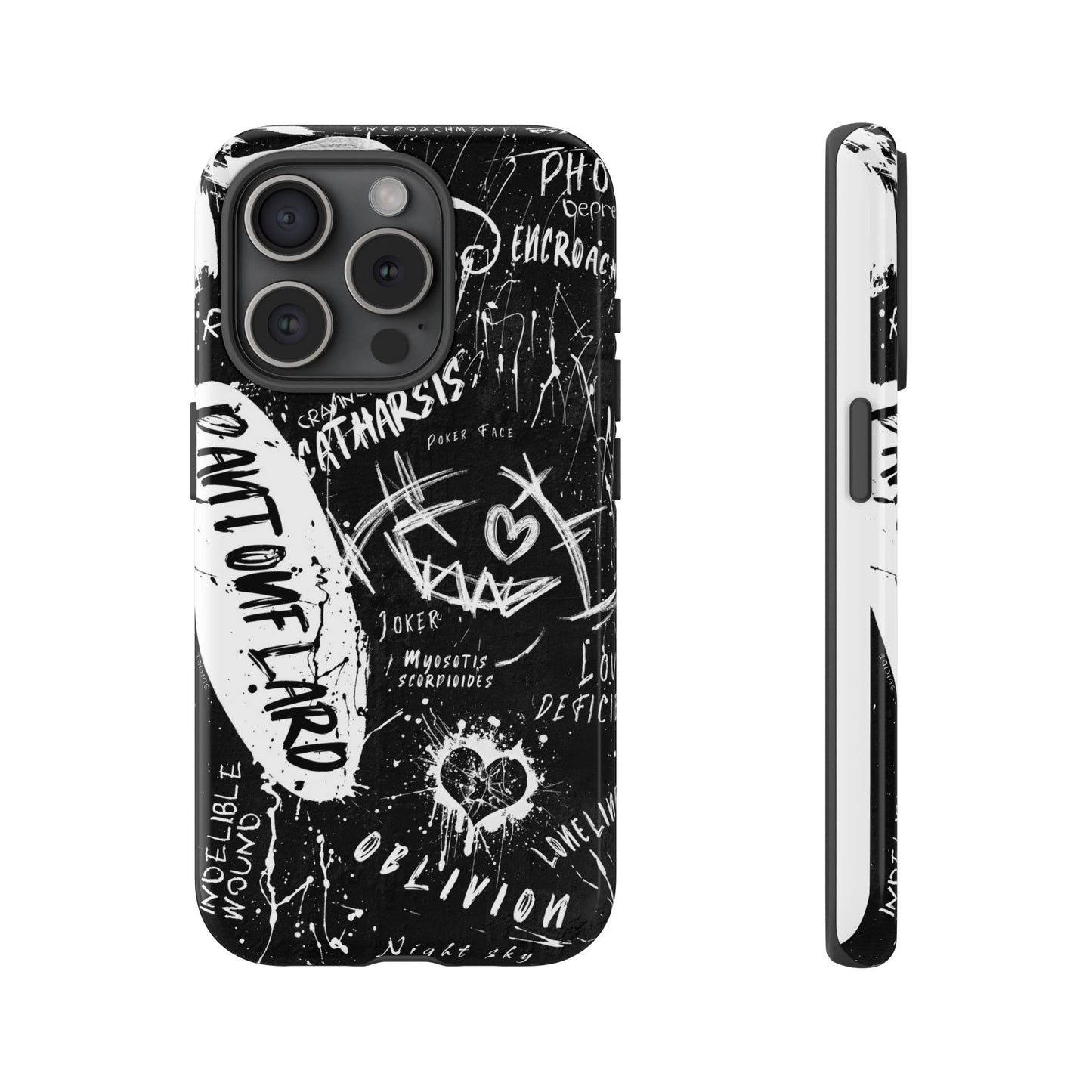 Fundas resistentes: funda atrevida para iPhone, Galaxy, Google Pixel, diseño de grafiti negro, estética urbana, regalo para amantes del arte, accesorios de teléfono modernos, estilo callejero