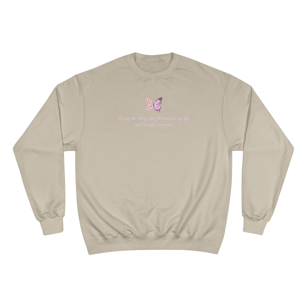 Unisex White Floral Butterfly Spring Quote Cotton Blend Champion Sweatshirt