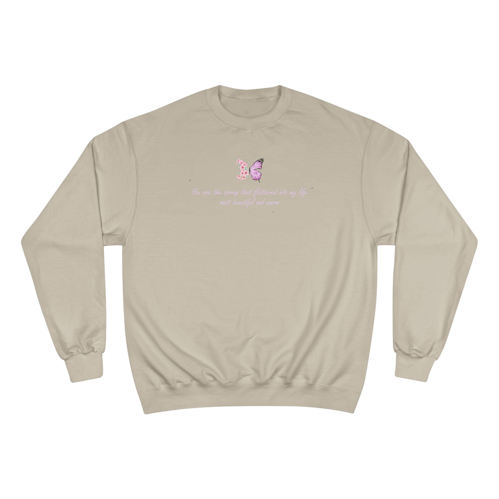 Unisex White Floral Butterfly Spring Quote Cotton Blend Champion Sweatshirt