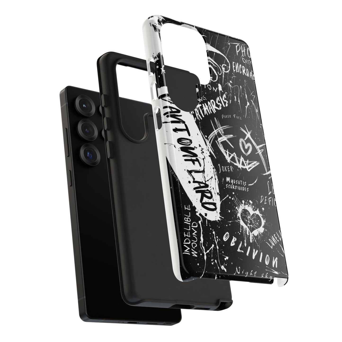 Fundas resistentes: funda atrevida para iPhone, Galaxy, Google Pixel, diseño de grafiti negro, estética urbana, regalo para amantes del arte, accesorios de teléfono modernos, estilo callejero