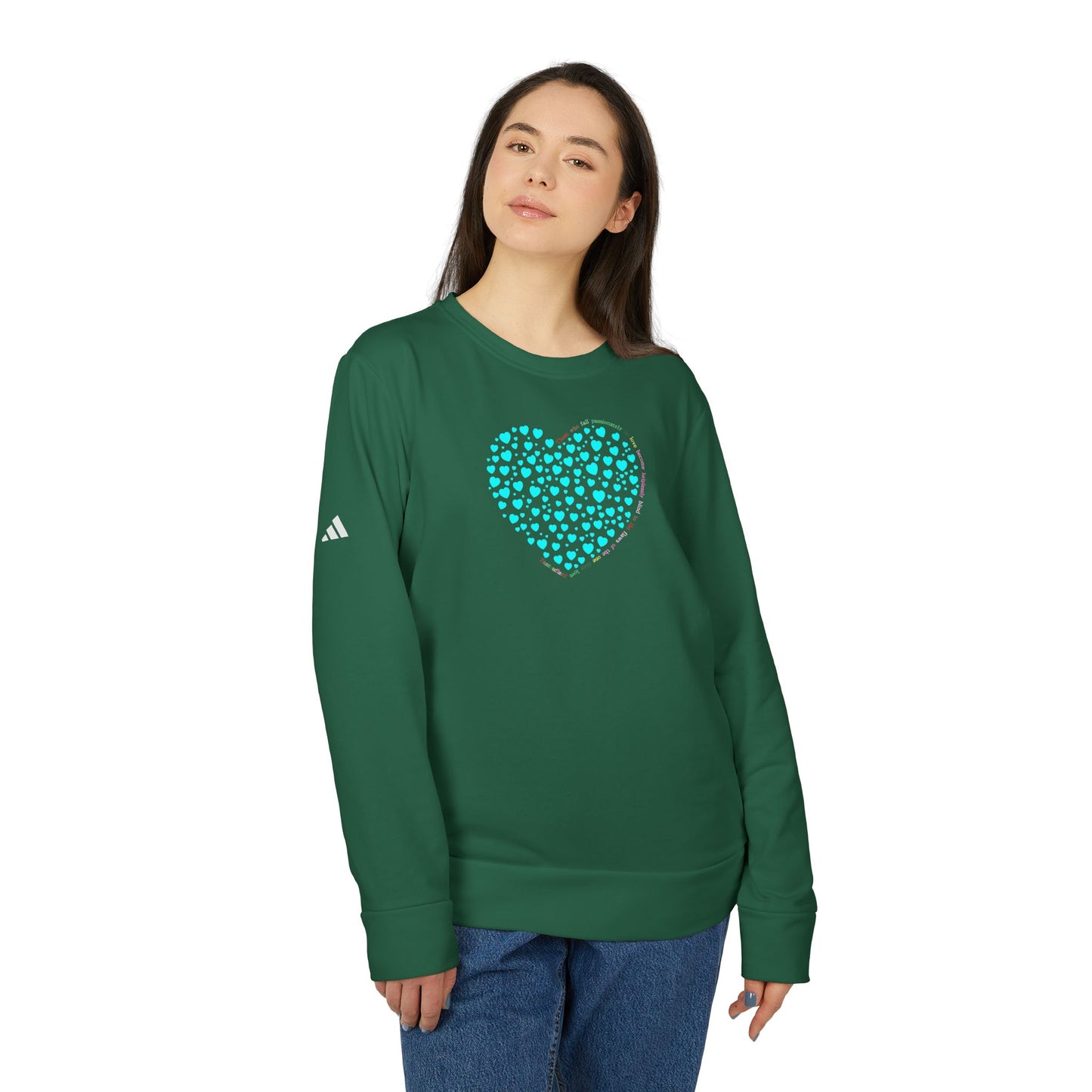 Adidas Unisex  Crewneck Sweatshirt with Mint Heart Design