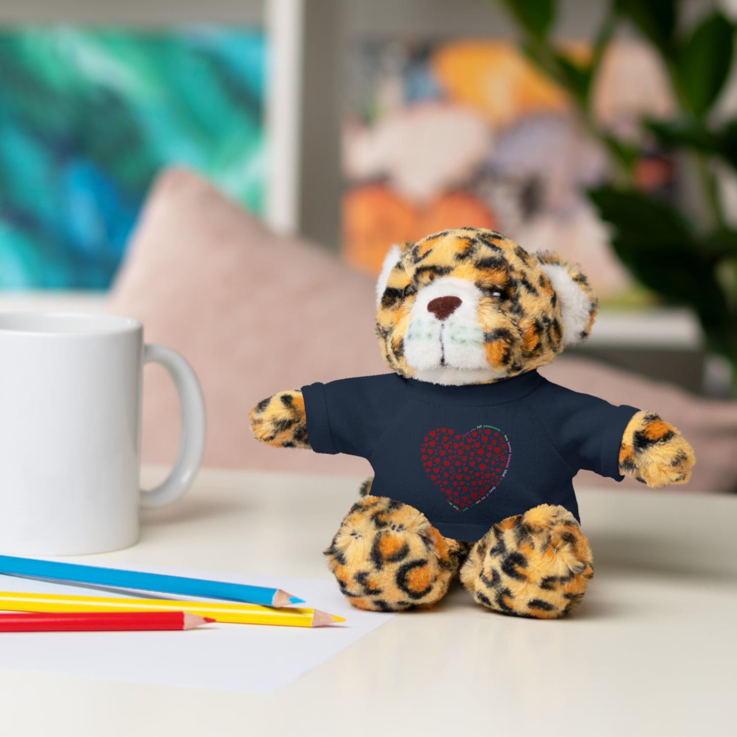 Personalized Stuffed Animal with Red Heart T-Shirt
