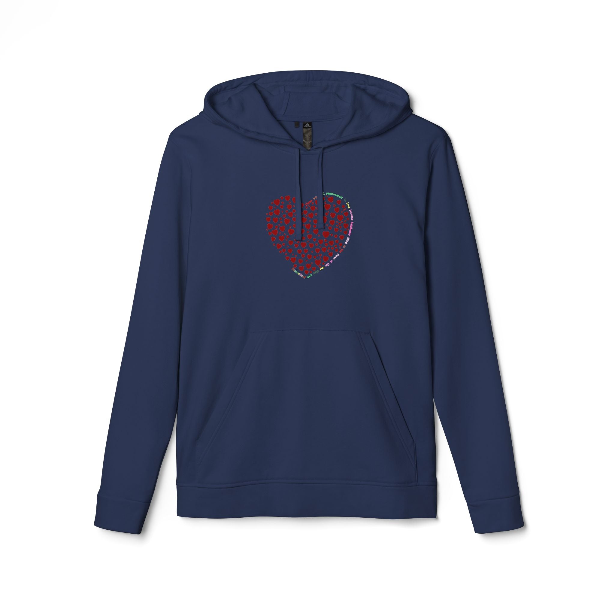 Sudadera con capucha de forro polar para hombre y mujer Adidas® con diseño de corazón rojo