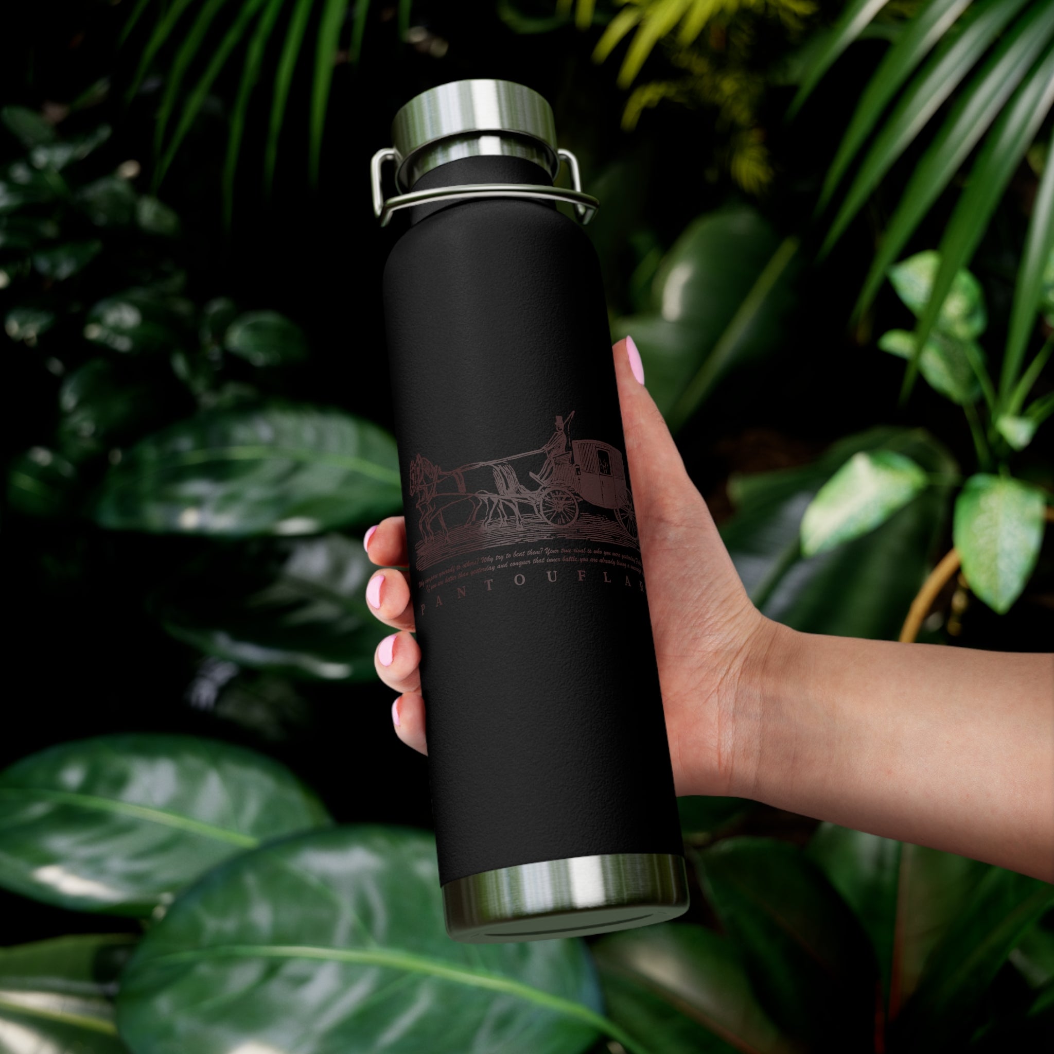 Orange Vintage Carriage Quote 22oz Copper Vacuum Insulated Bottle