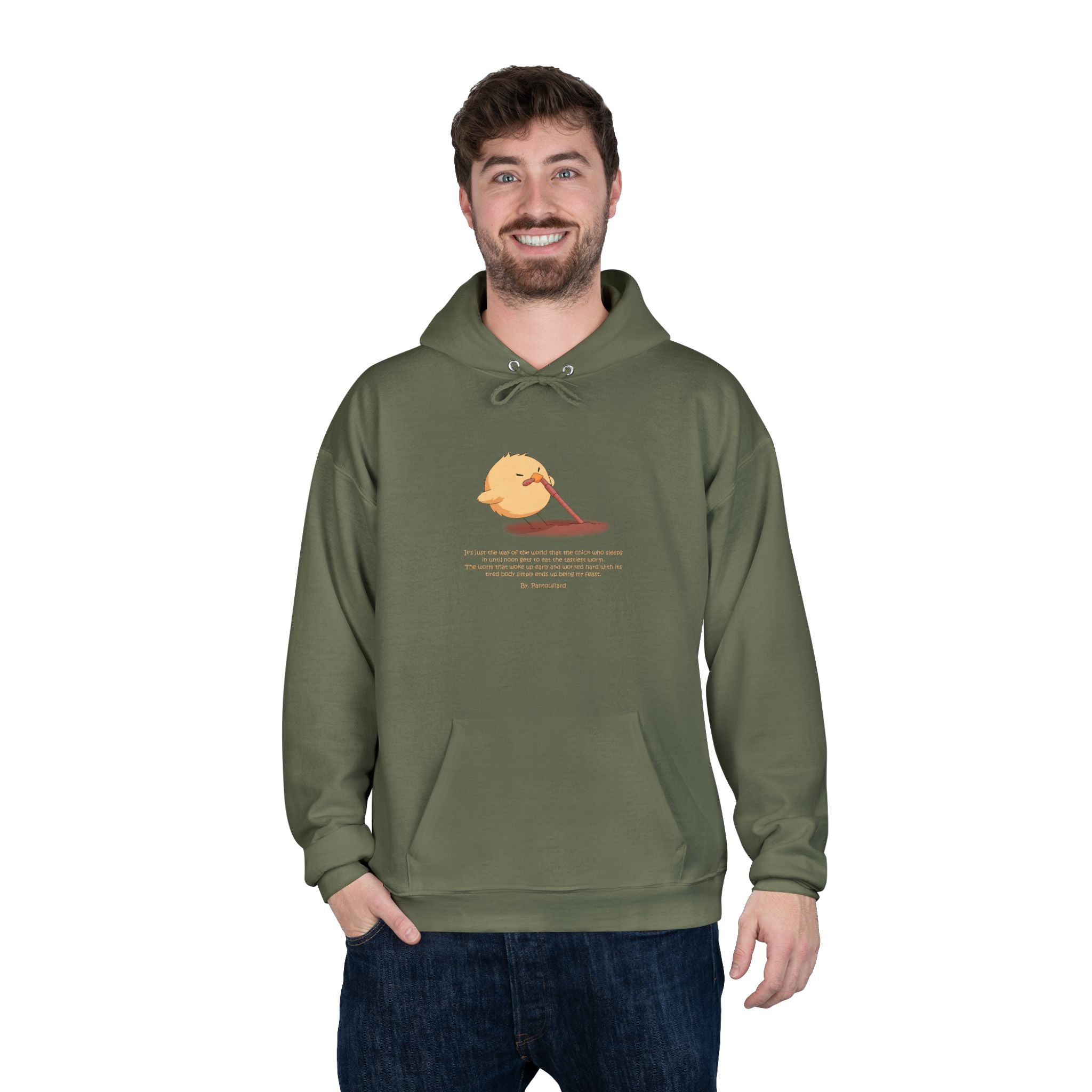 Unisex Light Blue Pantouflard Chick Cotton Blend Pullover Hoodie