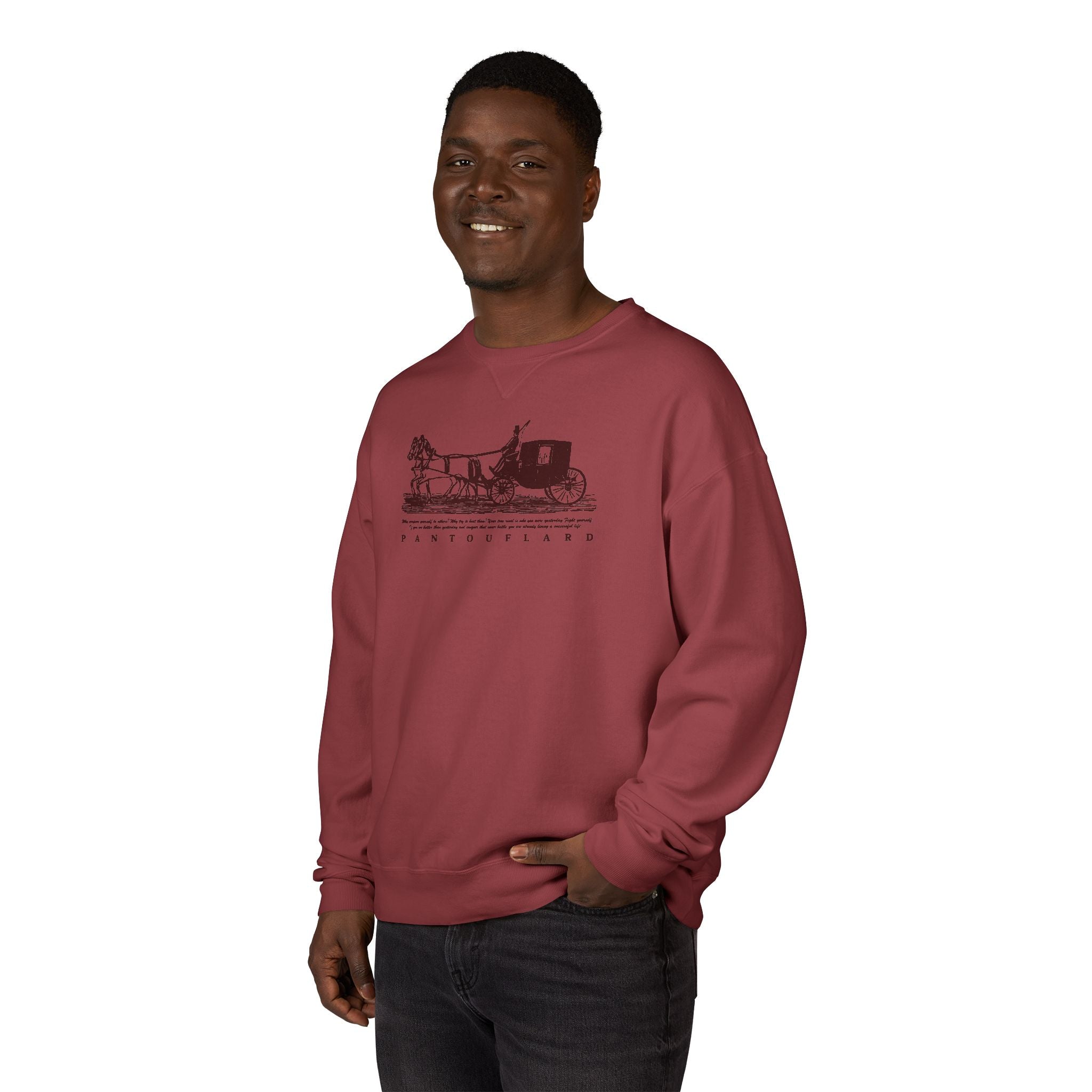 Old Money Equestrian Heritage Crewneck - The Nostalgic Journey I (Dark Academia Garment-Dyed Sweatshirt)