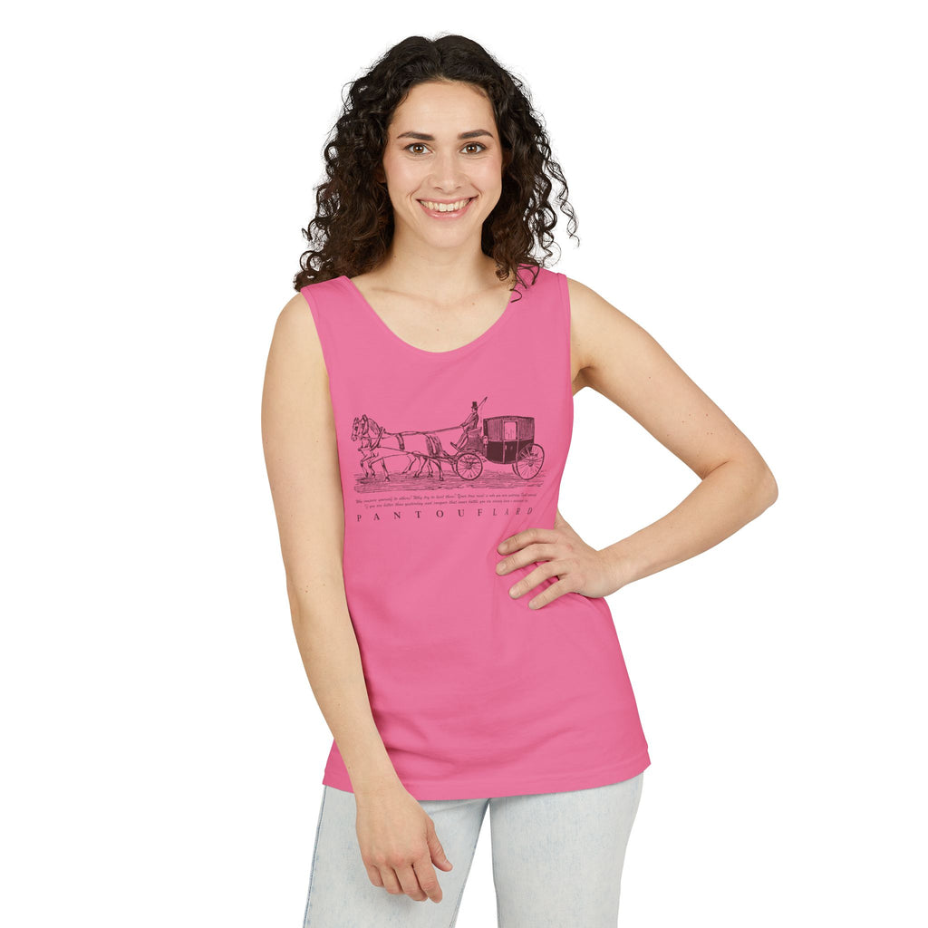 Unisex Brick Red Pantouflard Carriage Cotton Garment-Dyed Tank Top