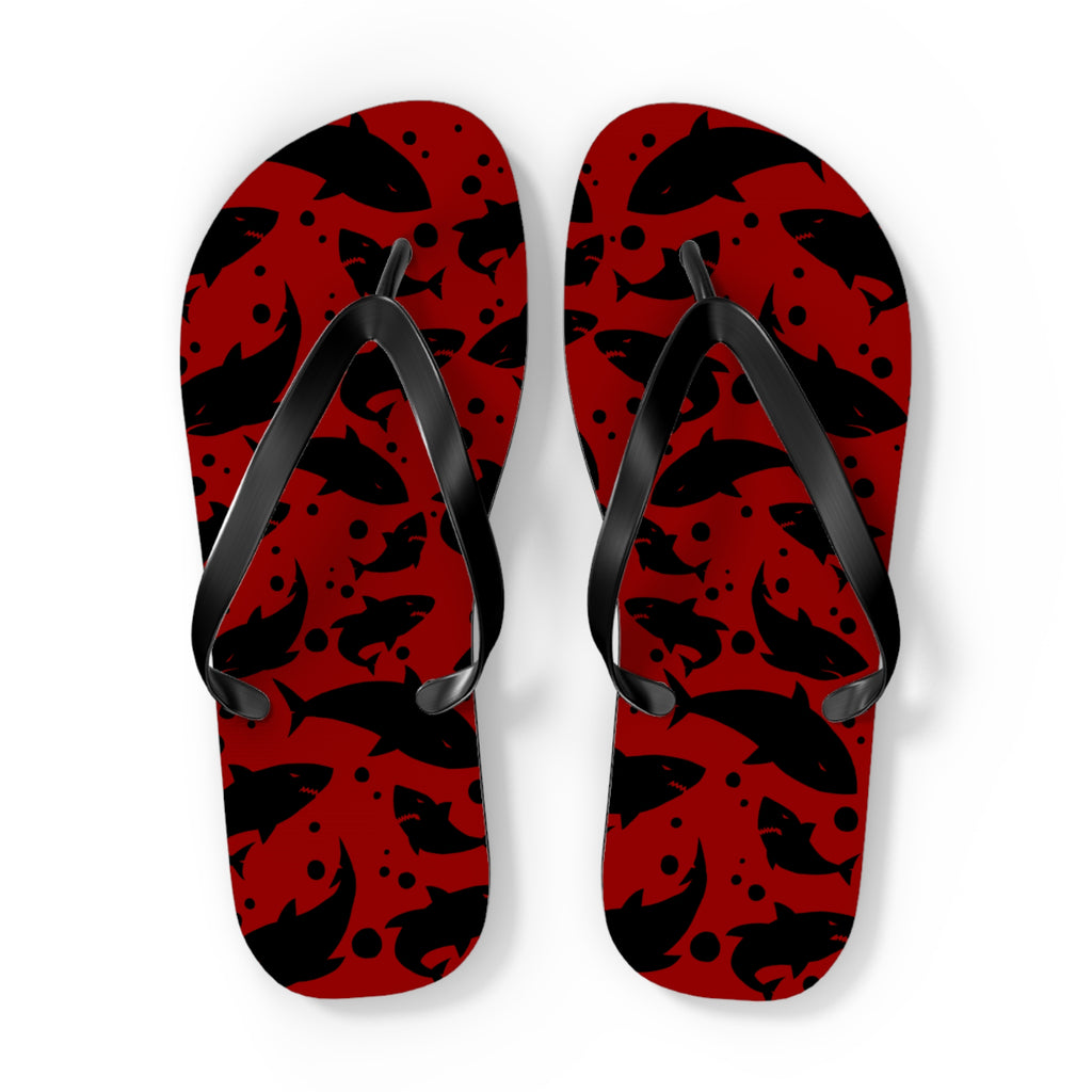 Unisex Red Black Shark Silhouette Pattern EVA Polyester Flip Flops