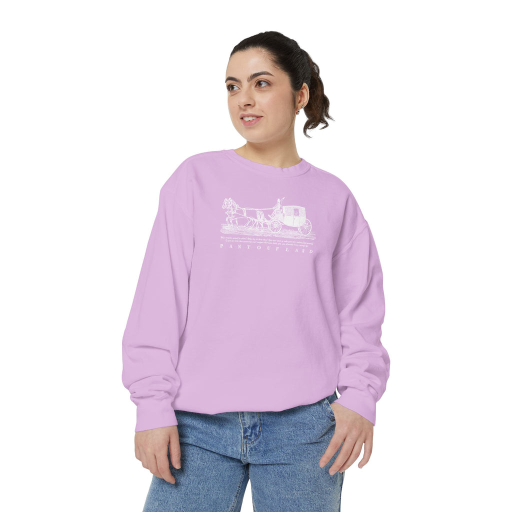 Unisex Navy Vintage Carriage Graphic Cotton Blend Sweatshirt