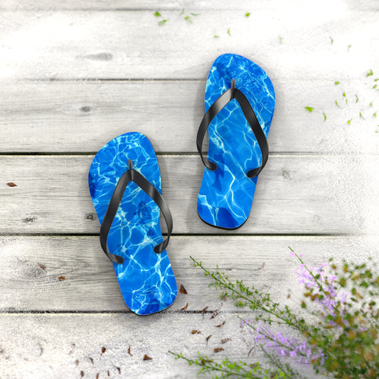 Blue Waves Stylish Tropical Flip Flops, Beach Footwear, Summer Sandals, Vacation Essentials, Pool Parties, Fun in the Sun