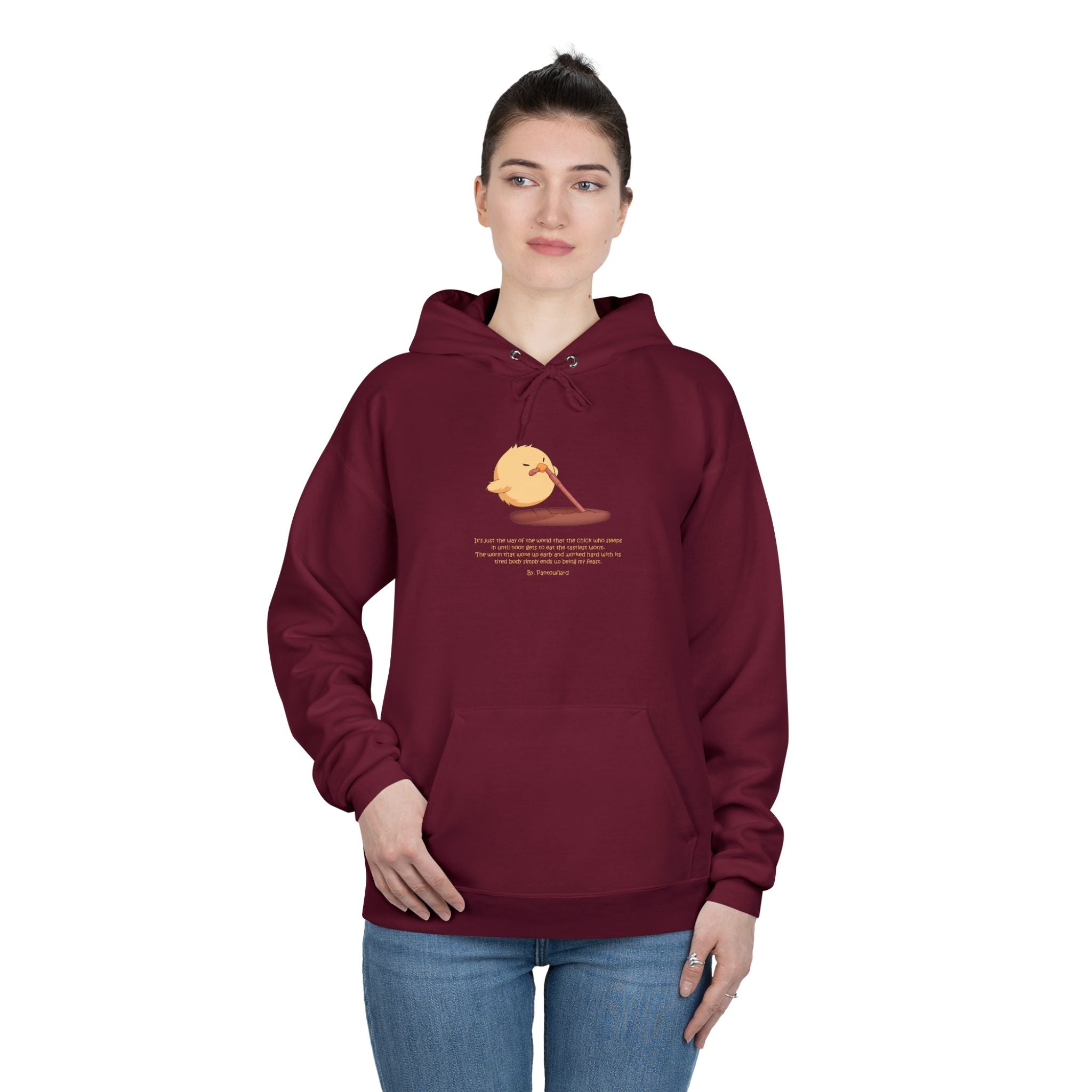 Unisex Light Blue Pantouflard Chick Cotton Blend Pullover Hoodie