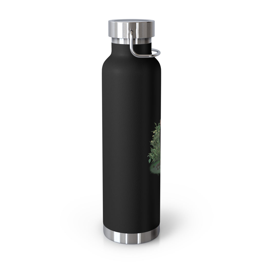 Black Mysterious Black Cat in Bushes 22oz Copper Vacuum Insulated Bottle