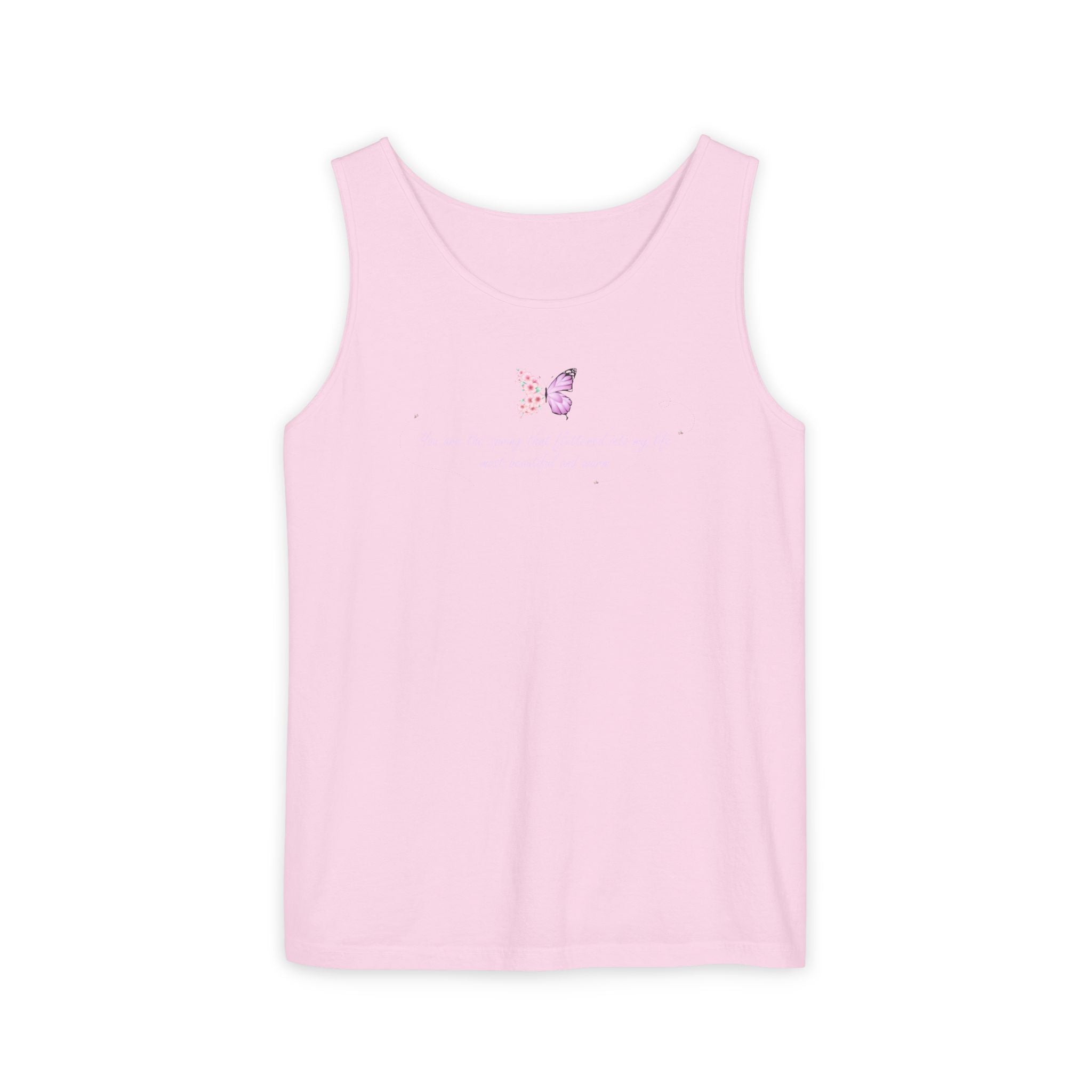 Unisex Navy Blue Floral Butterfly Spring Quote 100% Cotton Tank Top