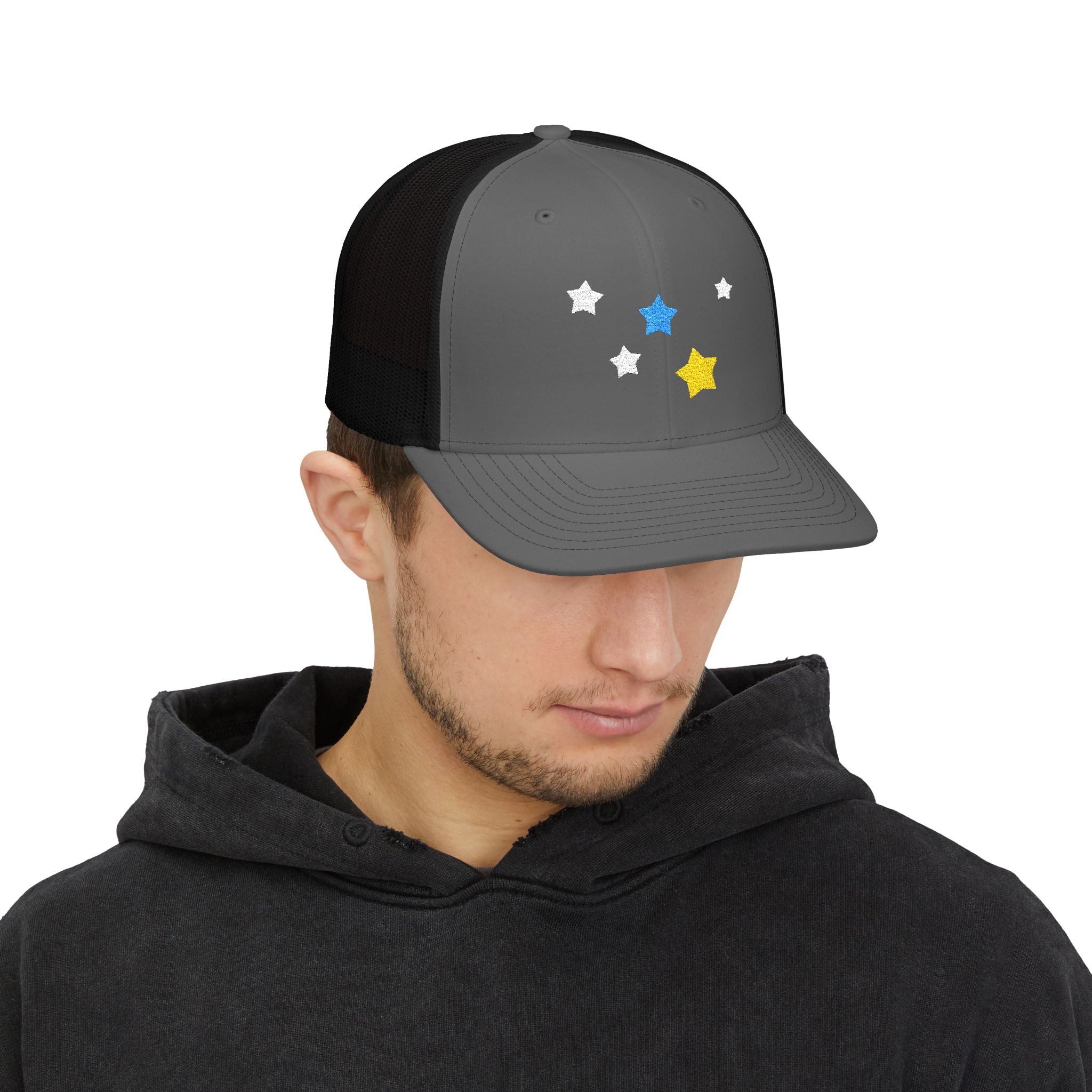 Unisex Cassiopeia Star Embroidered Cotton-Polyester Snapback Trucker Cap