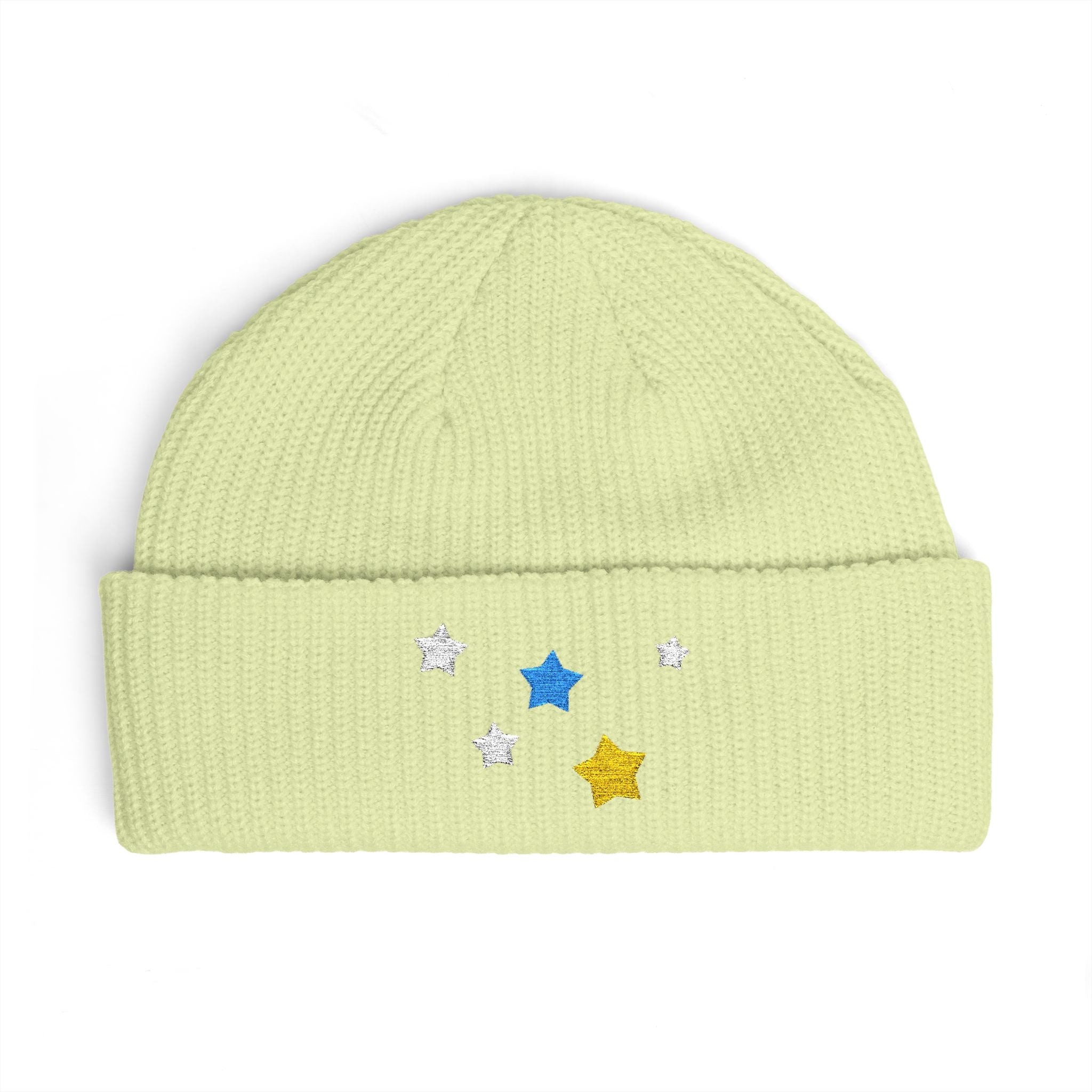 Pastel Lime color Kitschy Cassiopeia Constellation 100% Acrylic Cuff Beanie