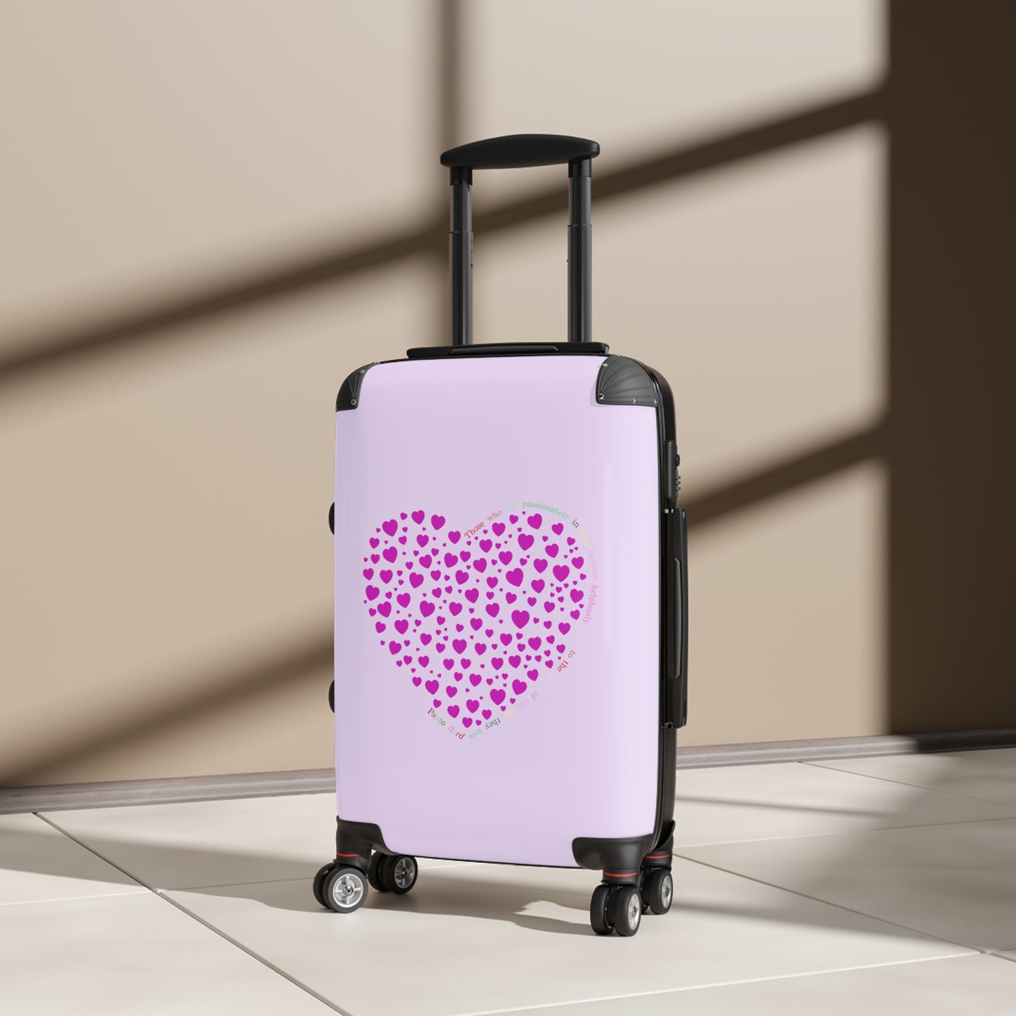 Pink Heart Design Suitcase, Travel Luggage
