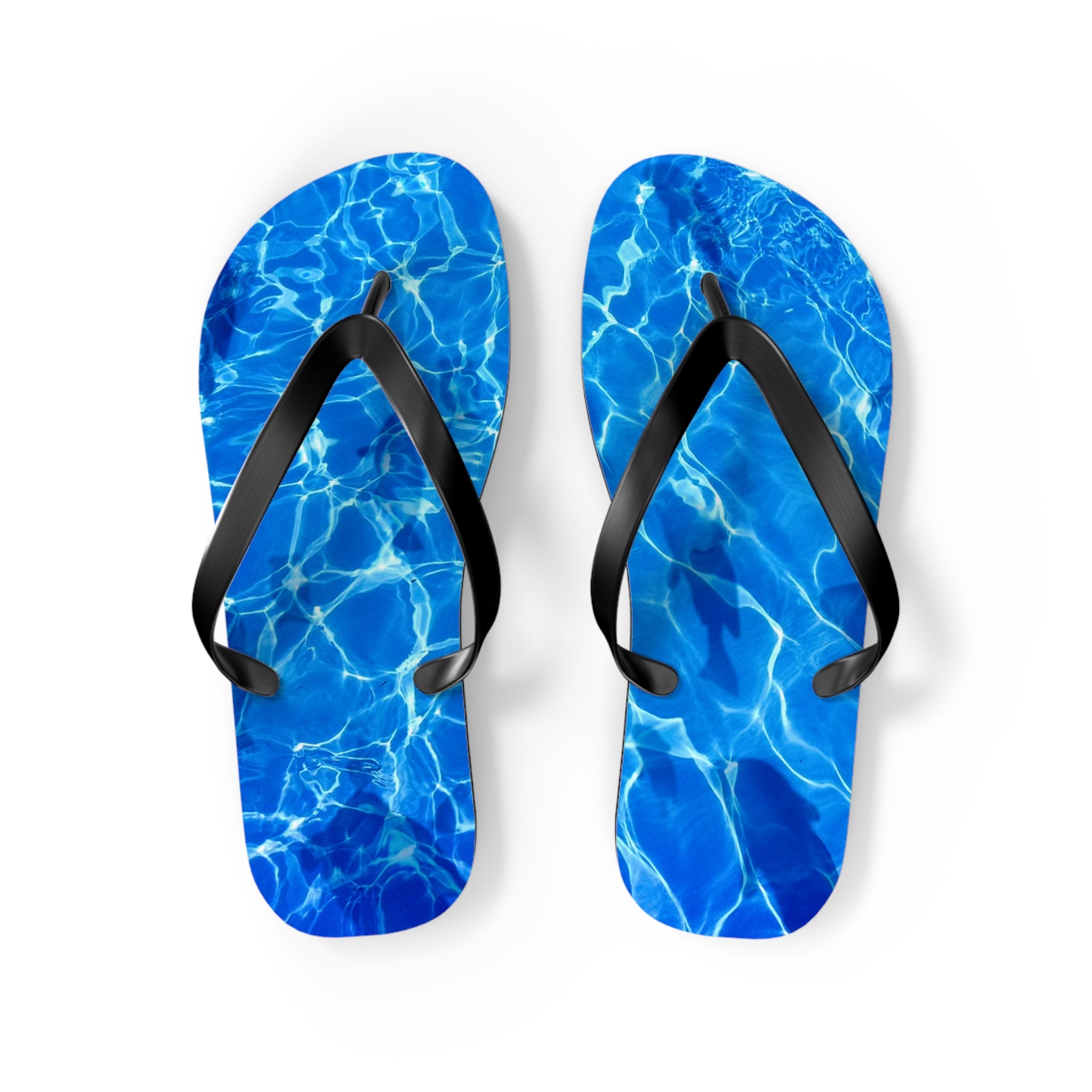 Men's/Women's Vibrant Blue Pool Water Flip Flops - Vaporwave Thong Sandals