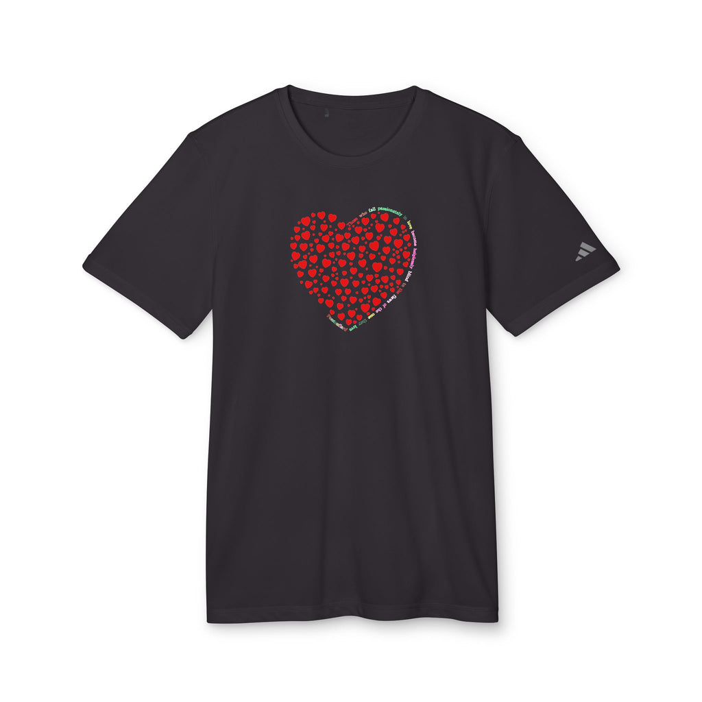 Camiseta Deportiva Unisex Adidas® con Diseño de Corazón Rojo Brillante