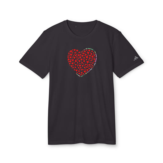 Adidas Unisex Sport T-Shirt with Bright Red Heart Design