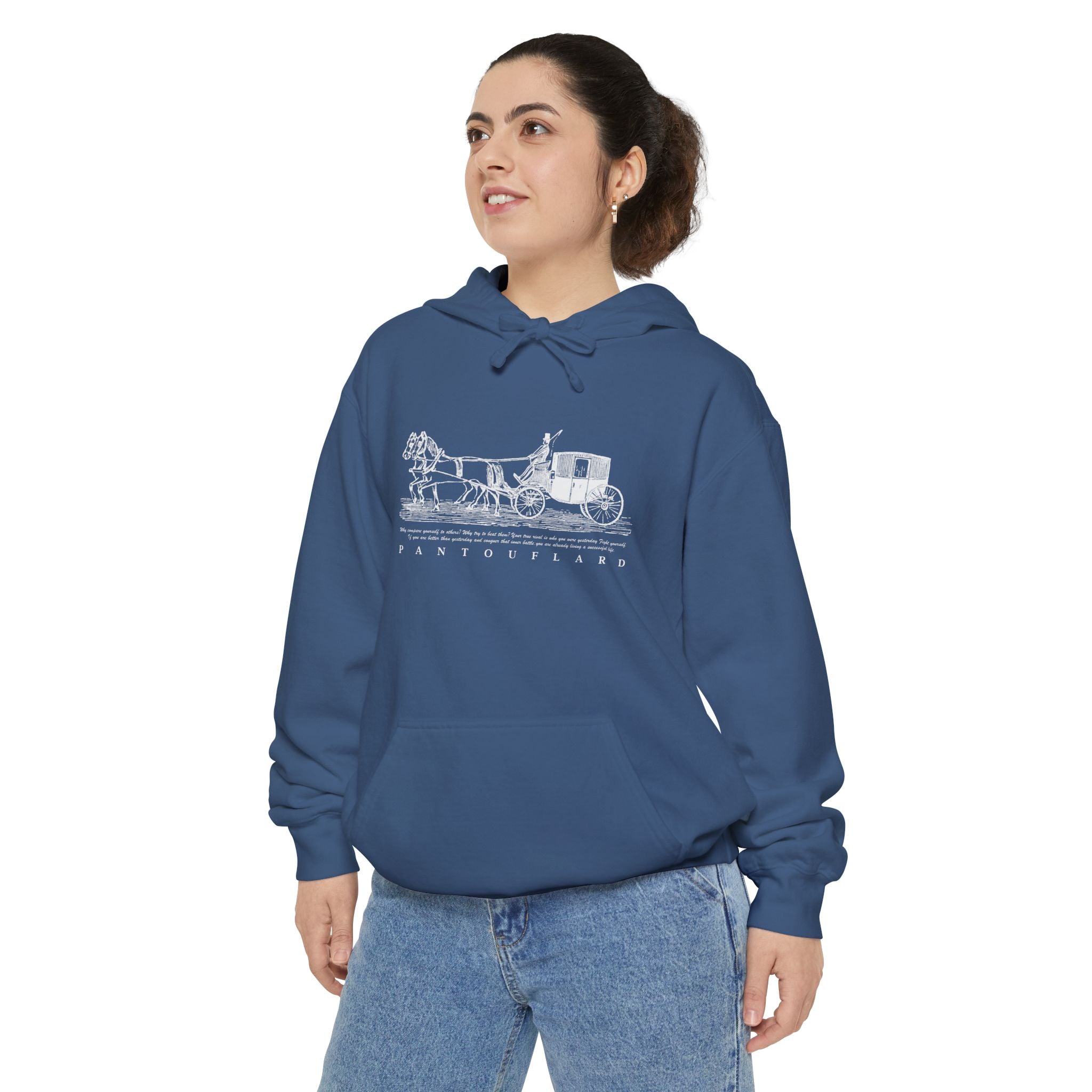 Old Money Equestrian Heritage Hoodie - The Heritage Carriage II (Premium Garment-Dyed Heavyweight Fleece)