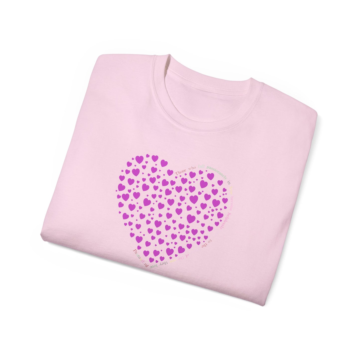 Powder Pink Heart Unisex short sleeved T-shirt