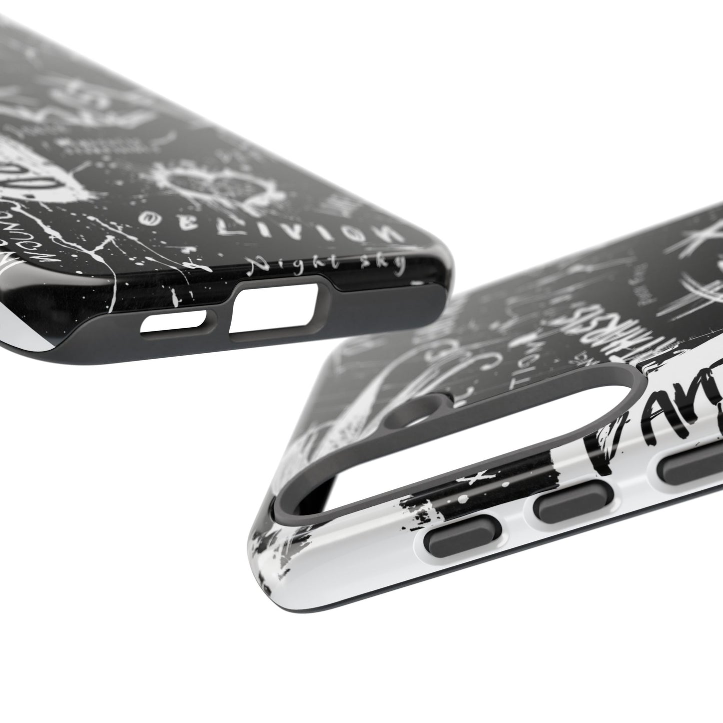 Fundas resistentes: funda atrevida para iPhone, Galaxy, Google Pixel, diseño de grafiti negro, estética urbana, regalo para amantes del arte, accesorios de teléfono modernos, estilo callejero