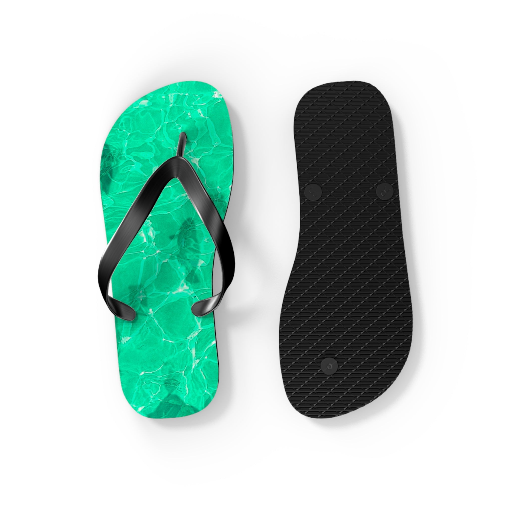 Men's/Women's Vibrant Green Pool Water Flip Flops - Vaporwave Thong Sandals