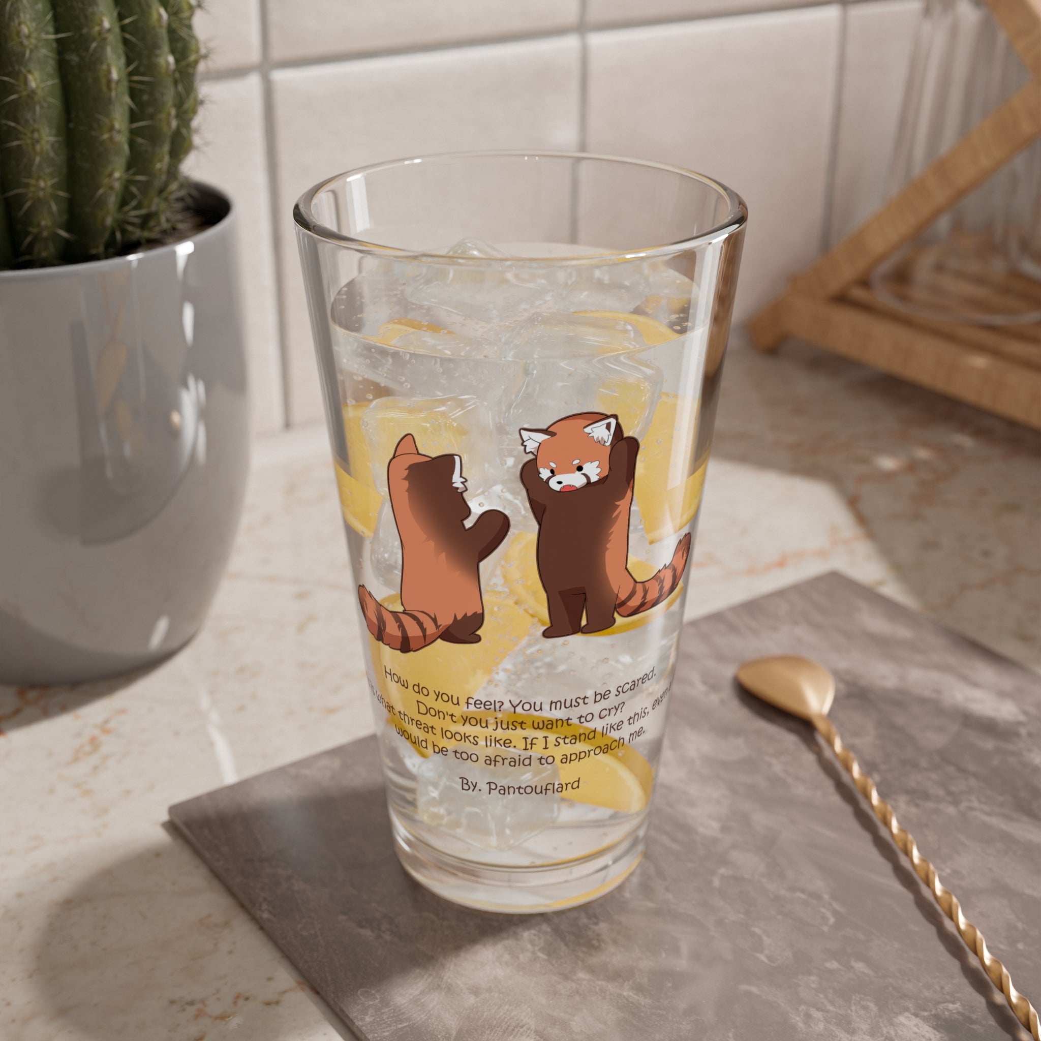 Clear Pantouflard 'Intimidating' Red Panda Solid Glass Mixer