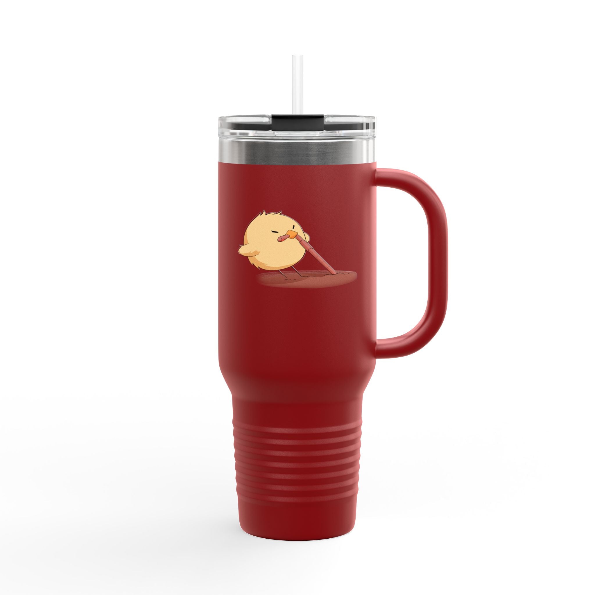 Black Cute Chick Pulling Worm 40oz Stainless Steel Insulated Travel Mug