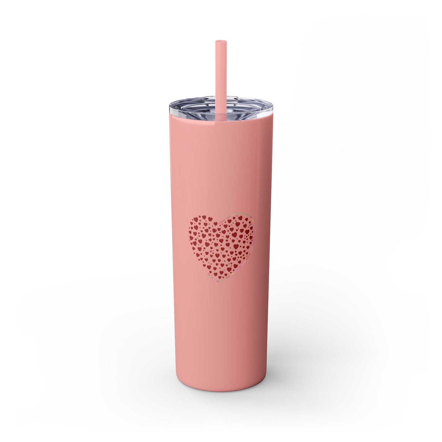 Red Heart Dot Skinny Tumbler | 20oz Reusable Travel Mug, Eco-Friendly Drinkware