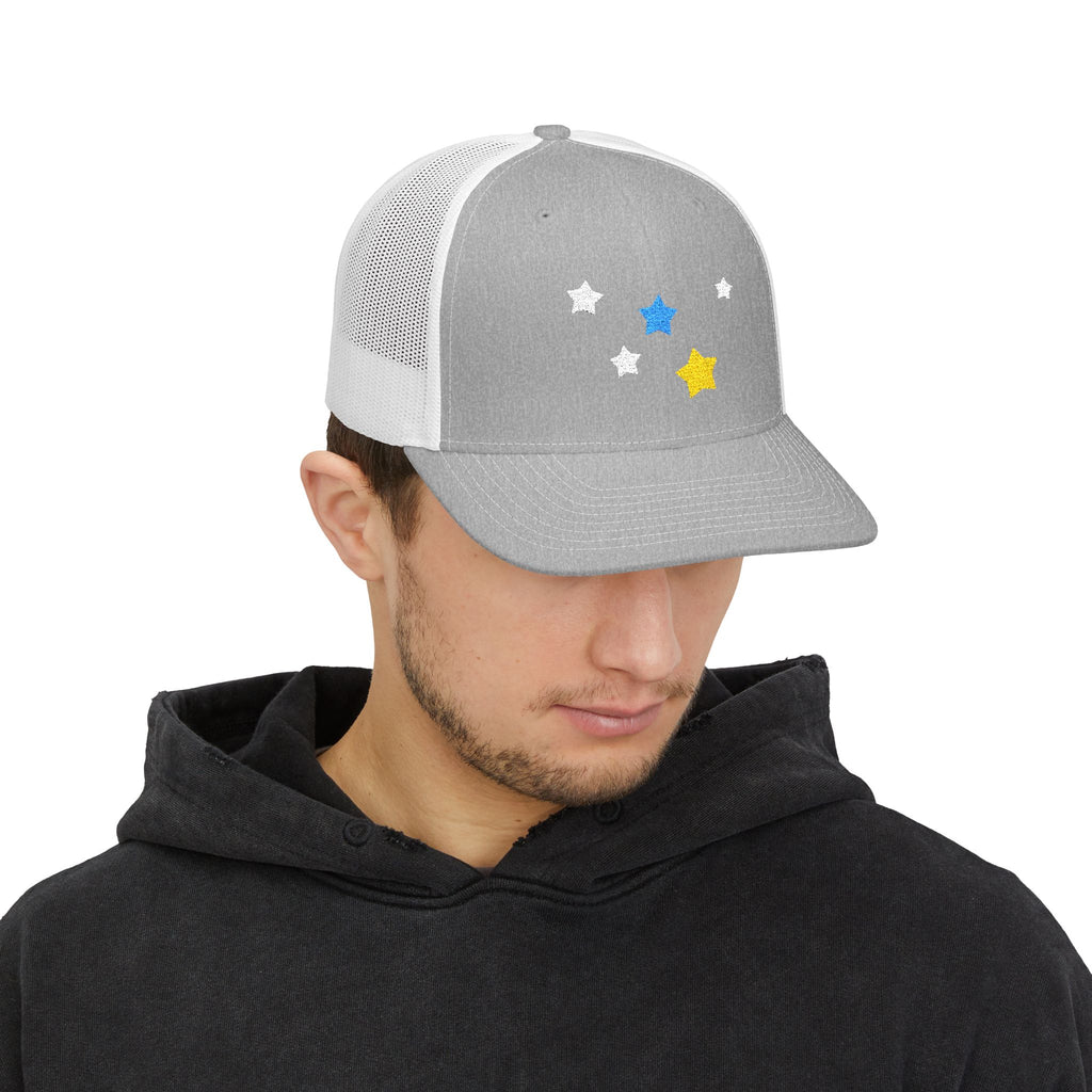 Unisex Cassiopeia Star Embroidered Cotton-Polyester Snapback Trucker Cap