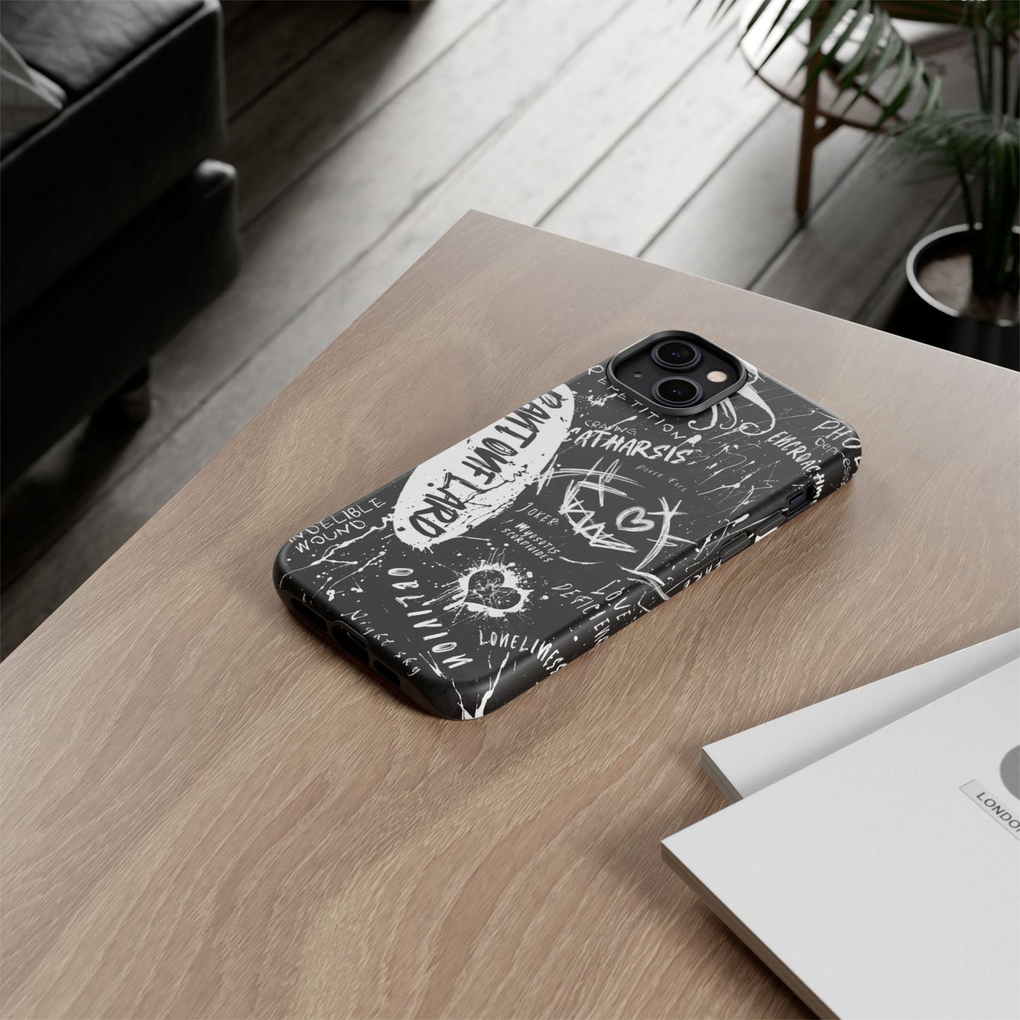 Fundas resistentes: funda atrevida para iPhone, Galaxy, Google Pixel, diseño de grafiti negro, estética urbana, regalo para amantes del arte, accesorios de teléfono modernos, estilo callejero