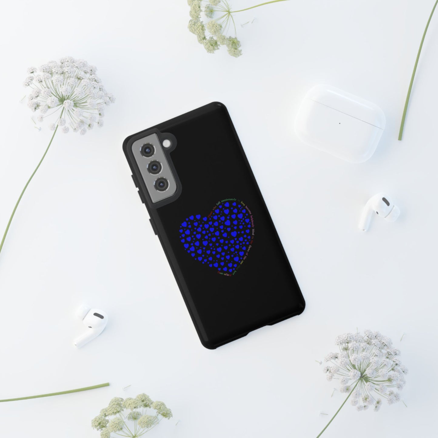 Fundas de corazón azul para teléfonos iPhone, Galaxy, Google Pixel (54 tipos)