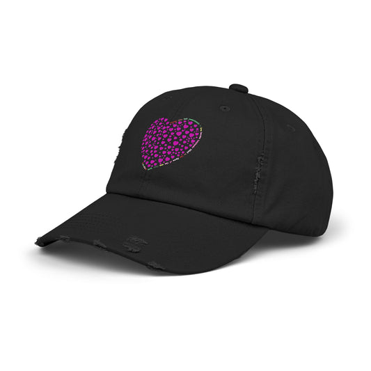 Distressed Pink Heart Cap, Casual Hat