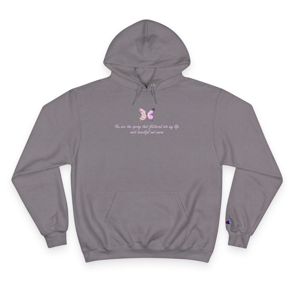 Unisex White Floral Butterfly Spring Quote Cotton Blend Champion Hoodie