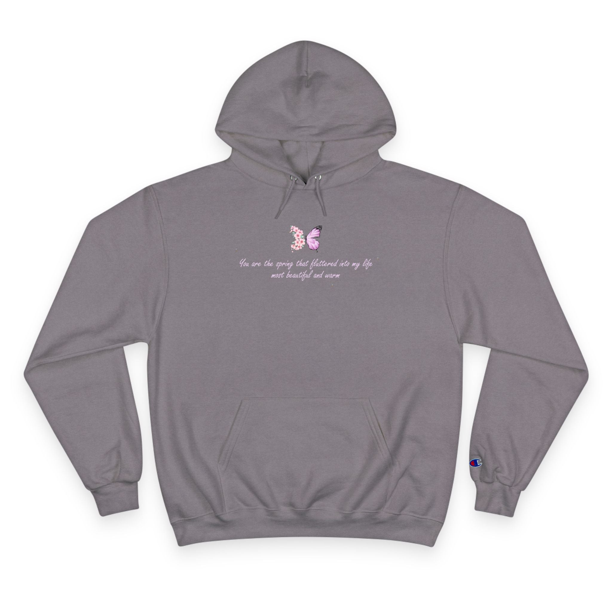 Unisex White Floral Butterfly Spring Quote Cotton Blend Champion Hoodie