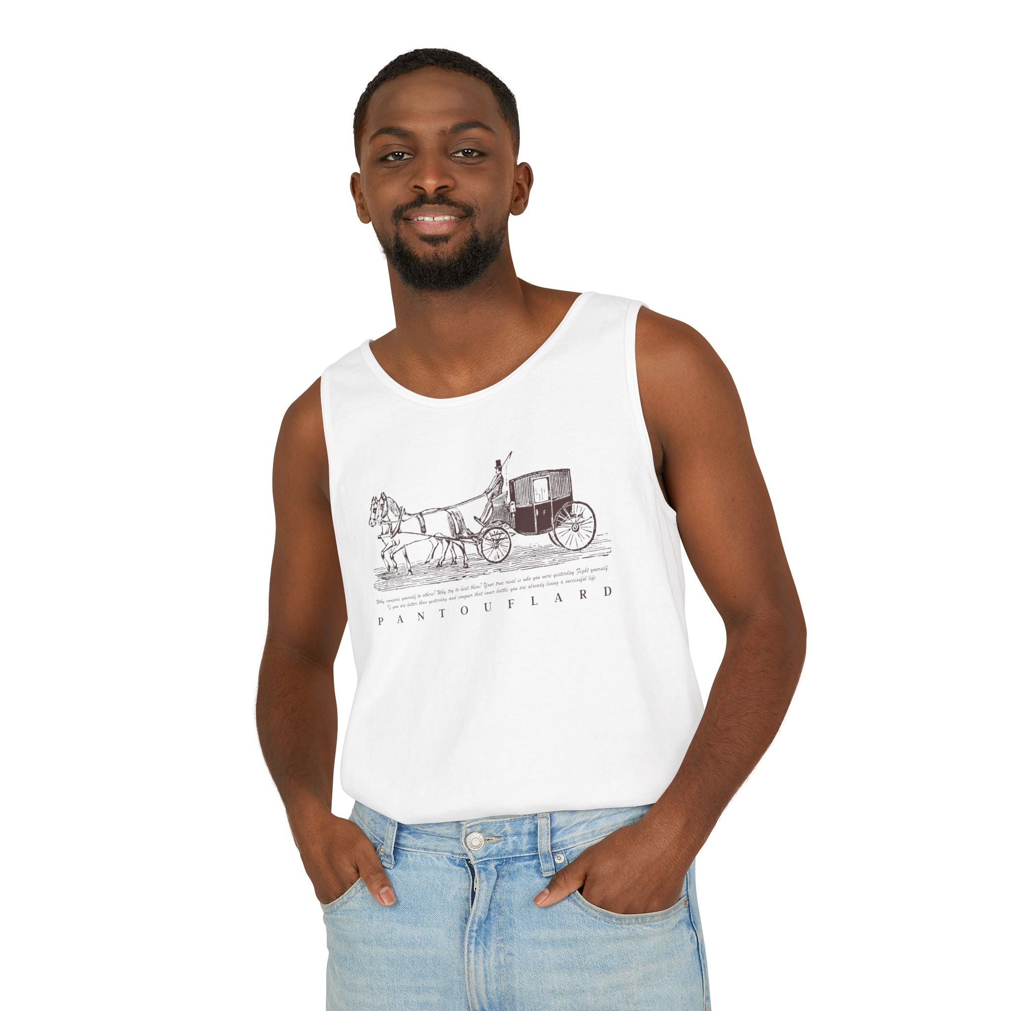 Unisex Brick Red Pantouflard Carriage Cotton Garment-Dyed Tank Top