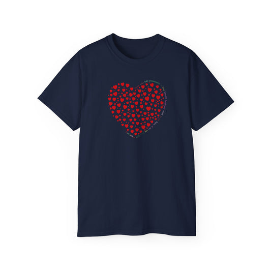 Bright Red Heart Unisex short sleeved T-shirt