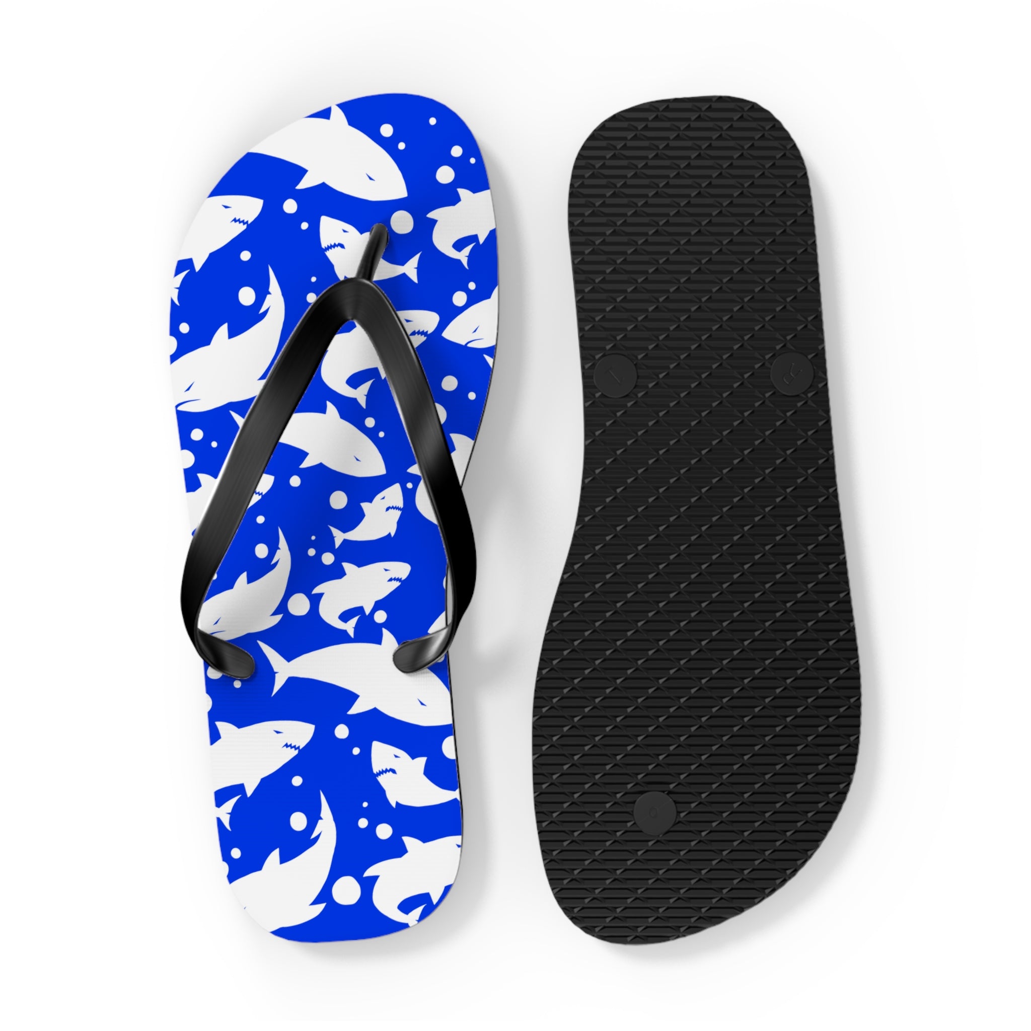 Unisex Royal Blue Shark Silhouette Pattern EVA Polyester Flip Flops