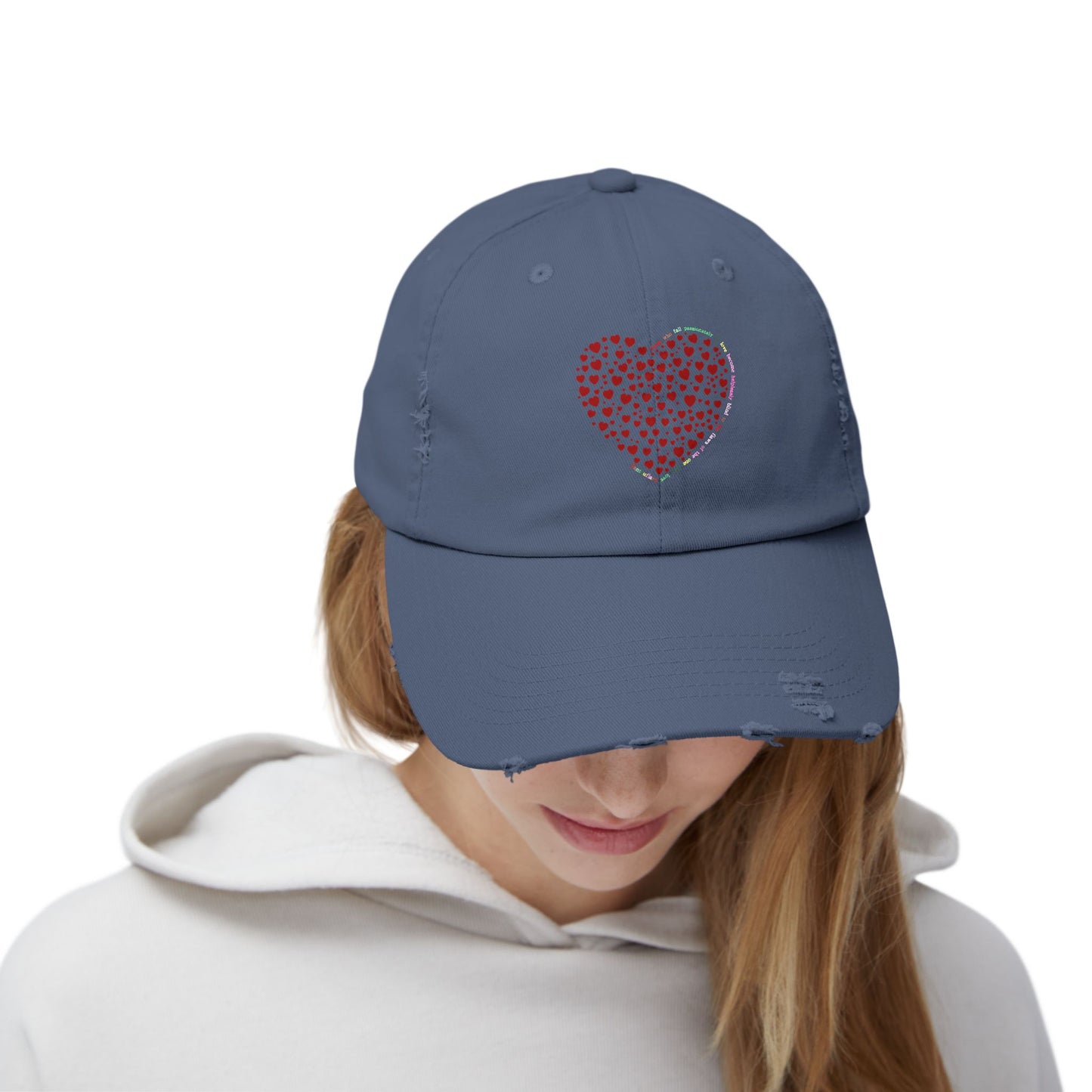 Distressed Red Heart Cap, Casual Hat