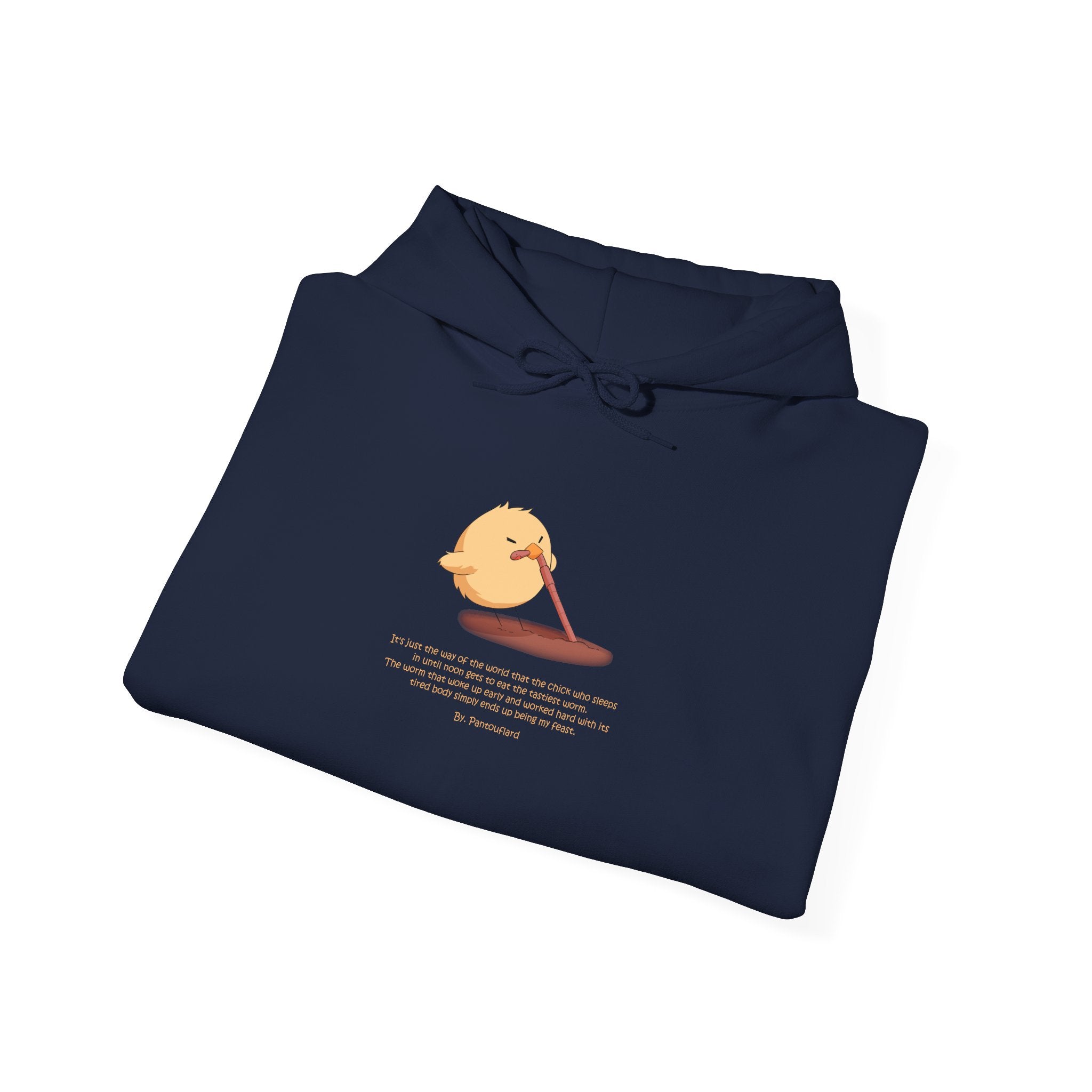 Kitsch Kawaii Chick & Worm Graphic Hoodie - The Quiet Victory (Aesthetic Streetwear Fleece)