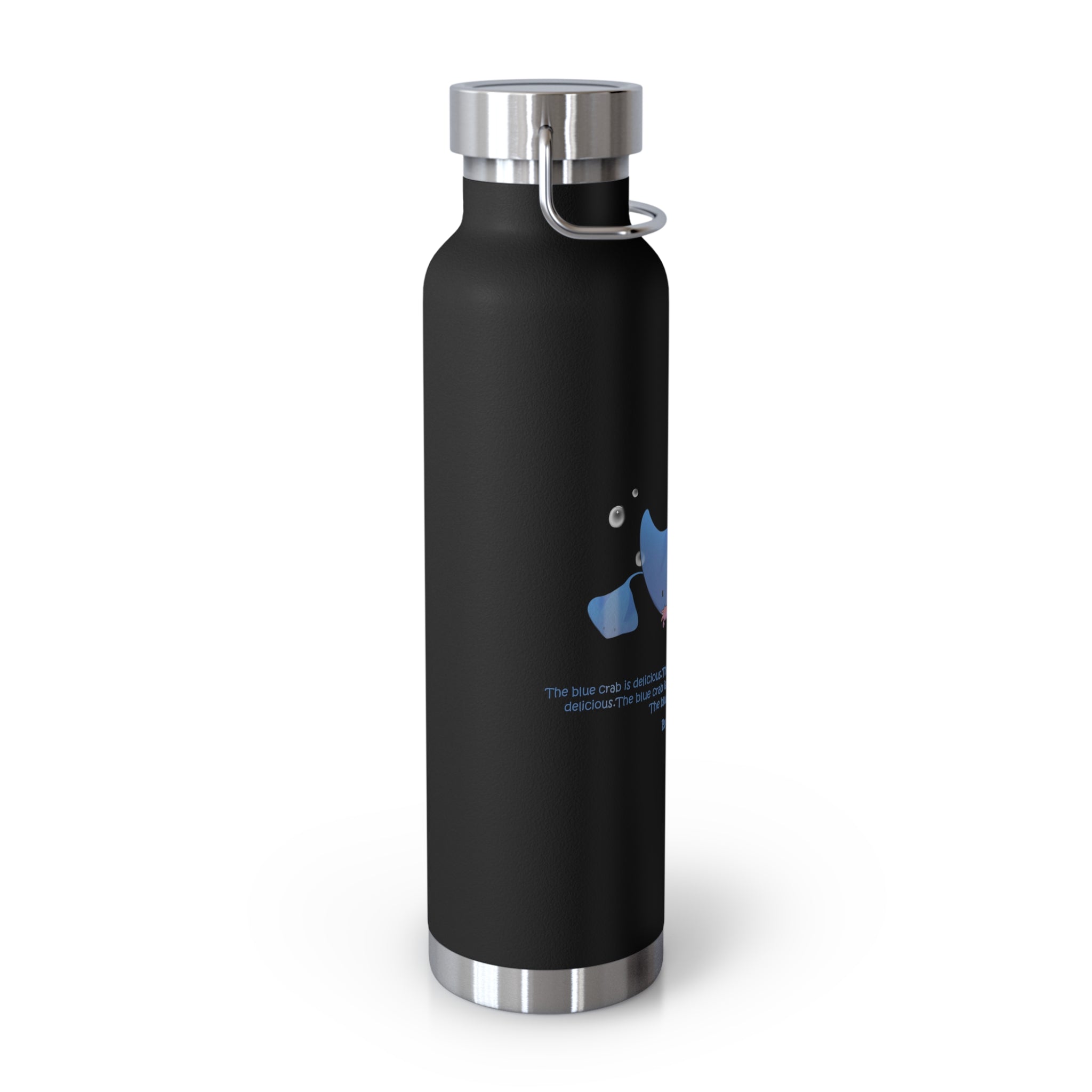 Cyan Blue Cute Stingray Eating Crab Quote 22oz Copper Vacuum Insulated Bottle