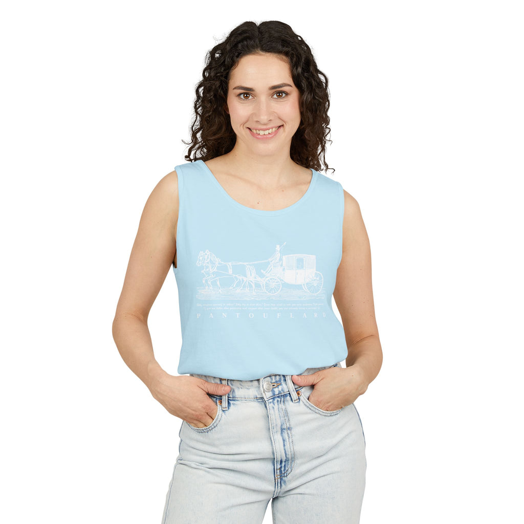 Unisex Black Pantouflard Carriage Cotton Garment-Dyed Tank Top