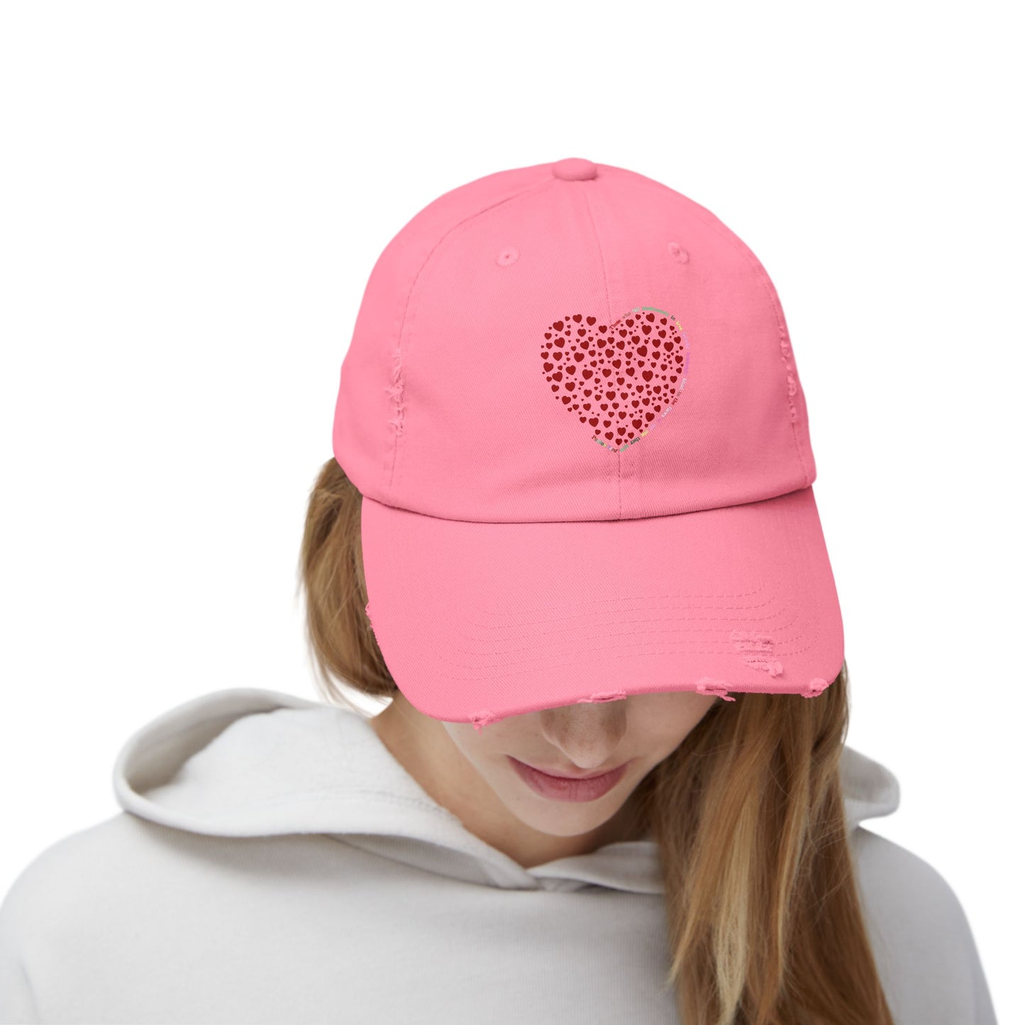 Distressed Red Heart Cap, Casual Hat