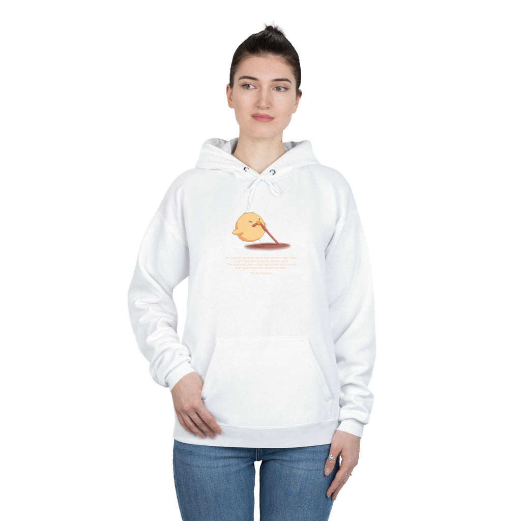 Unisex Light Blue Pantouflard Chick Cotton Blend Pullover Hoodie